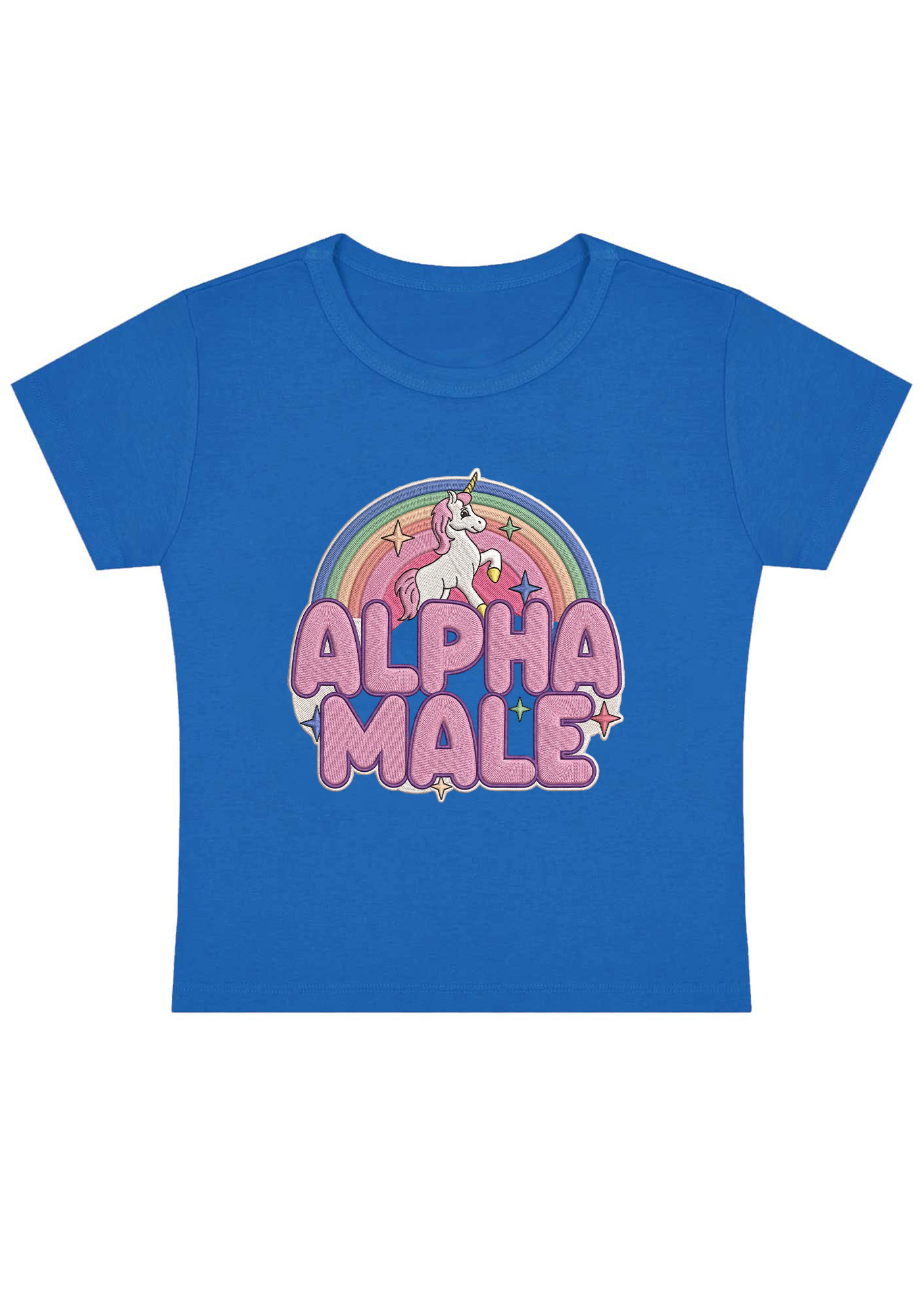 Alpha Male Embroidery Y2K Baby Tee