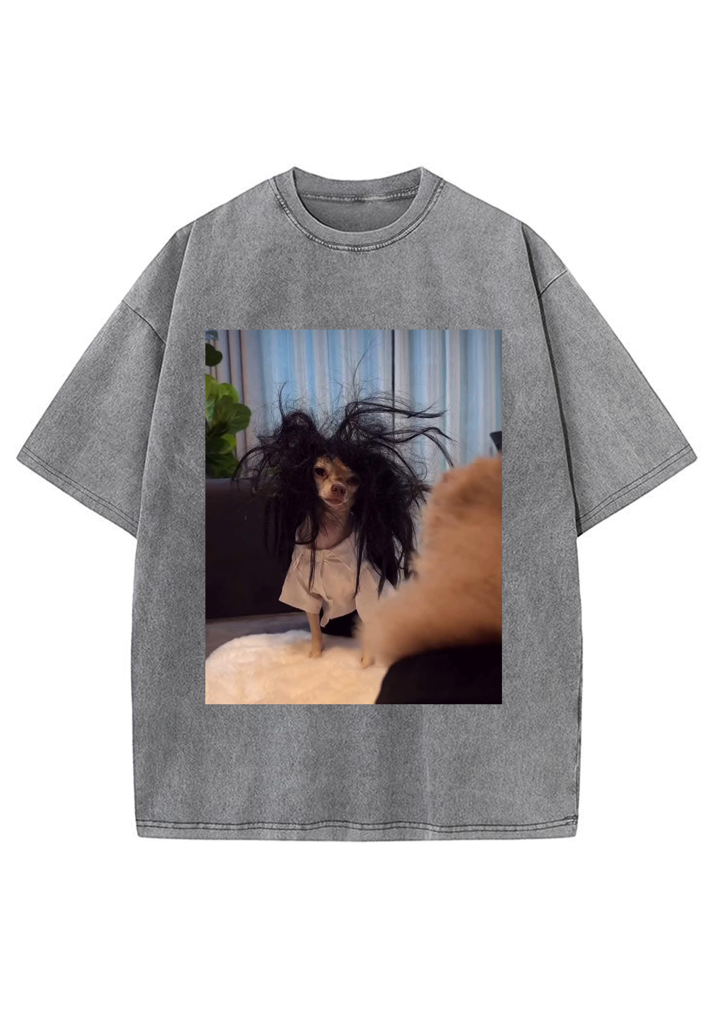 Retro Crazy Hair Chihuahua Meme Washed Tee