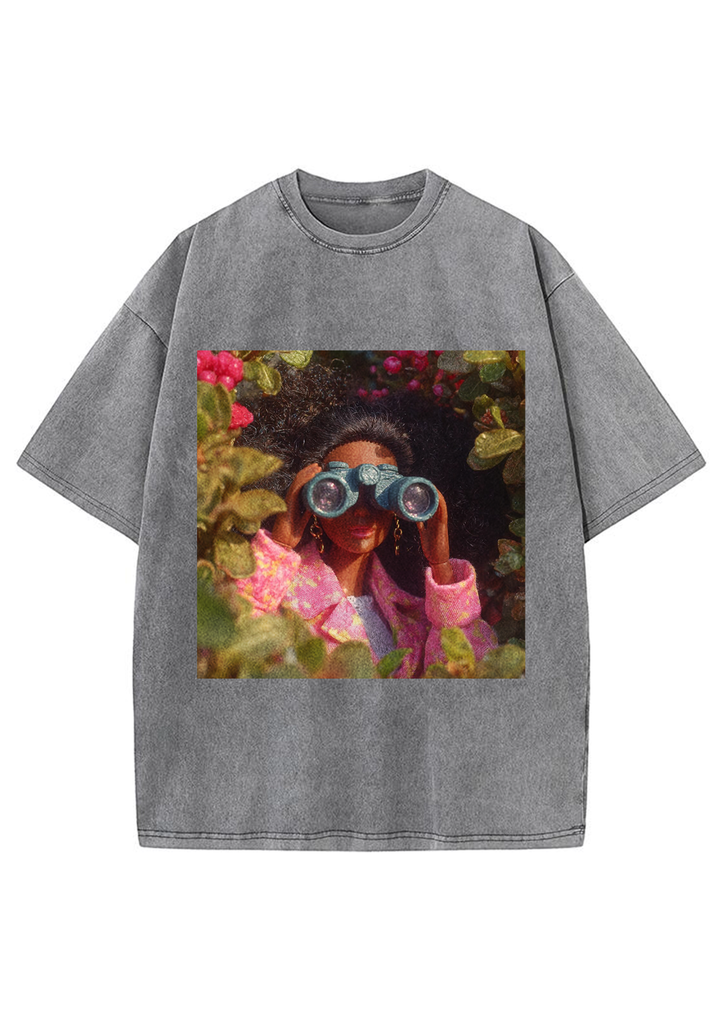 Nature Explorer Black Barbie Binoculars Y2K Washed Tee