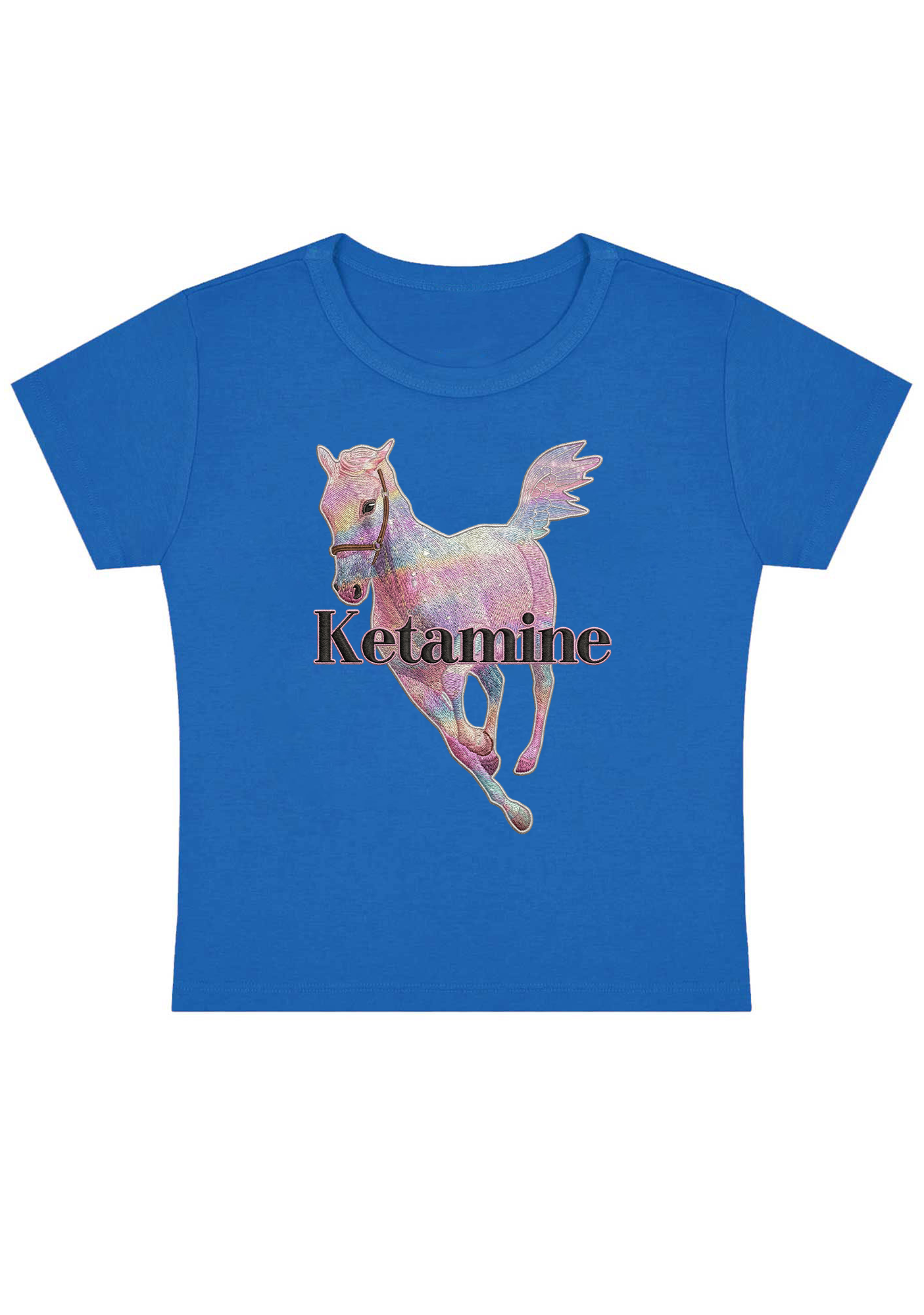 Ketamine Embroidery Y2K Baby Tee