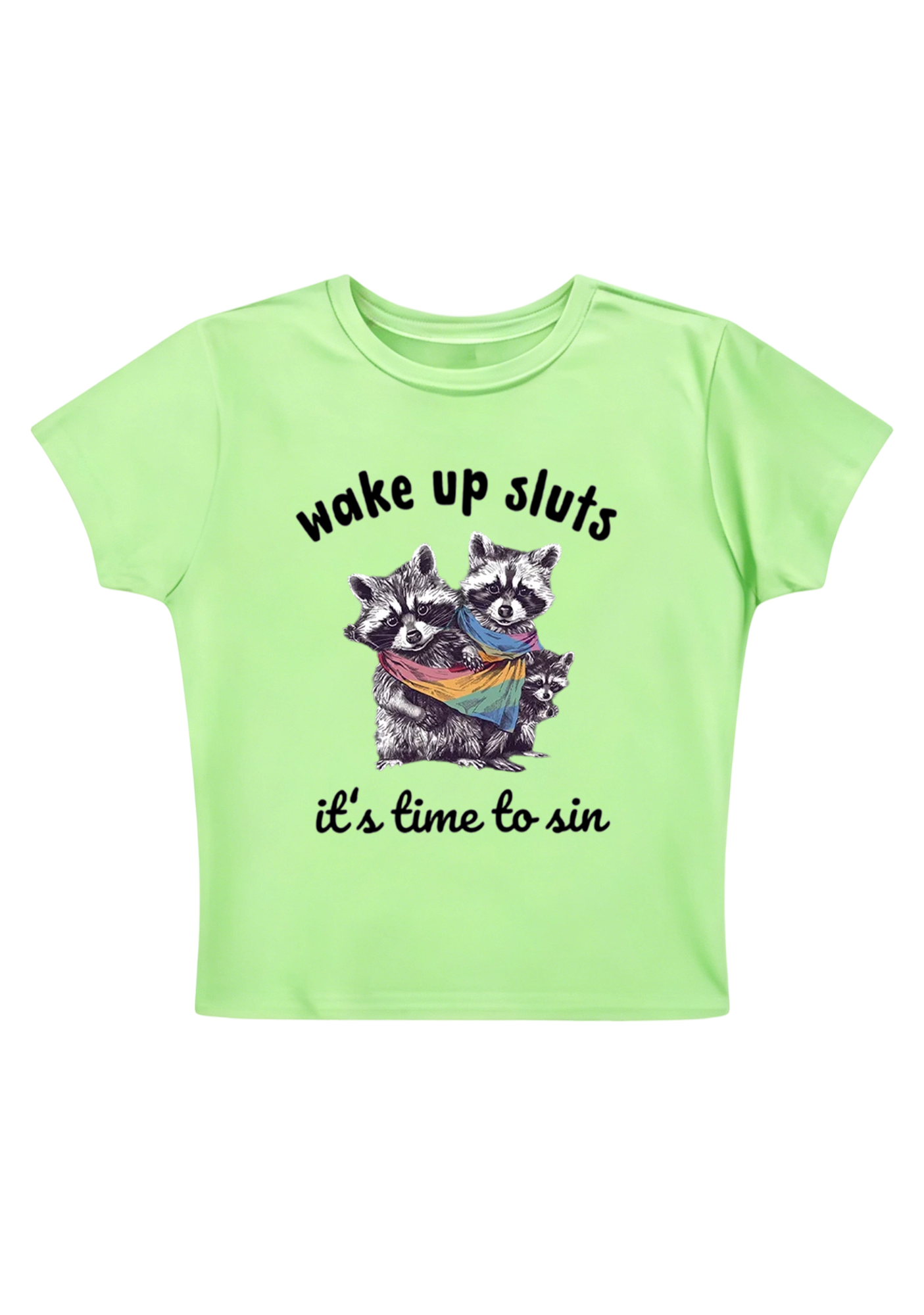 Wake Up Sluts It's Time To Sin Y2K Baby Tee