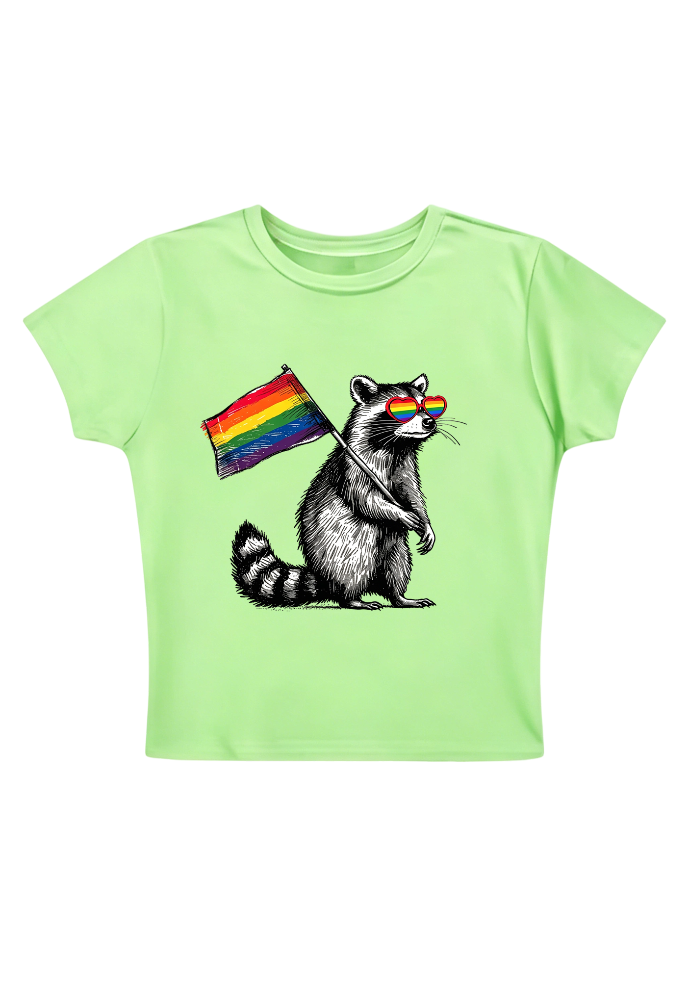 Raccoon Pride Vibes Y2K Baby Tee
