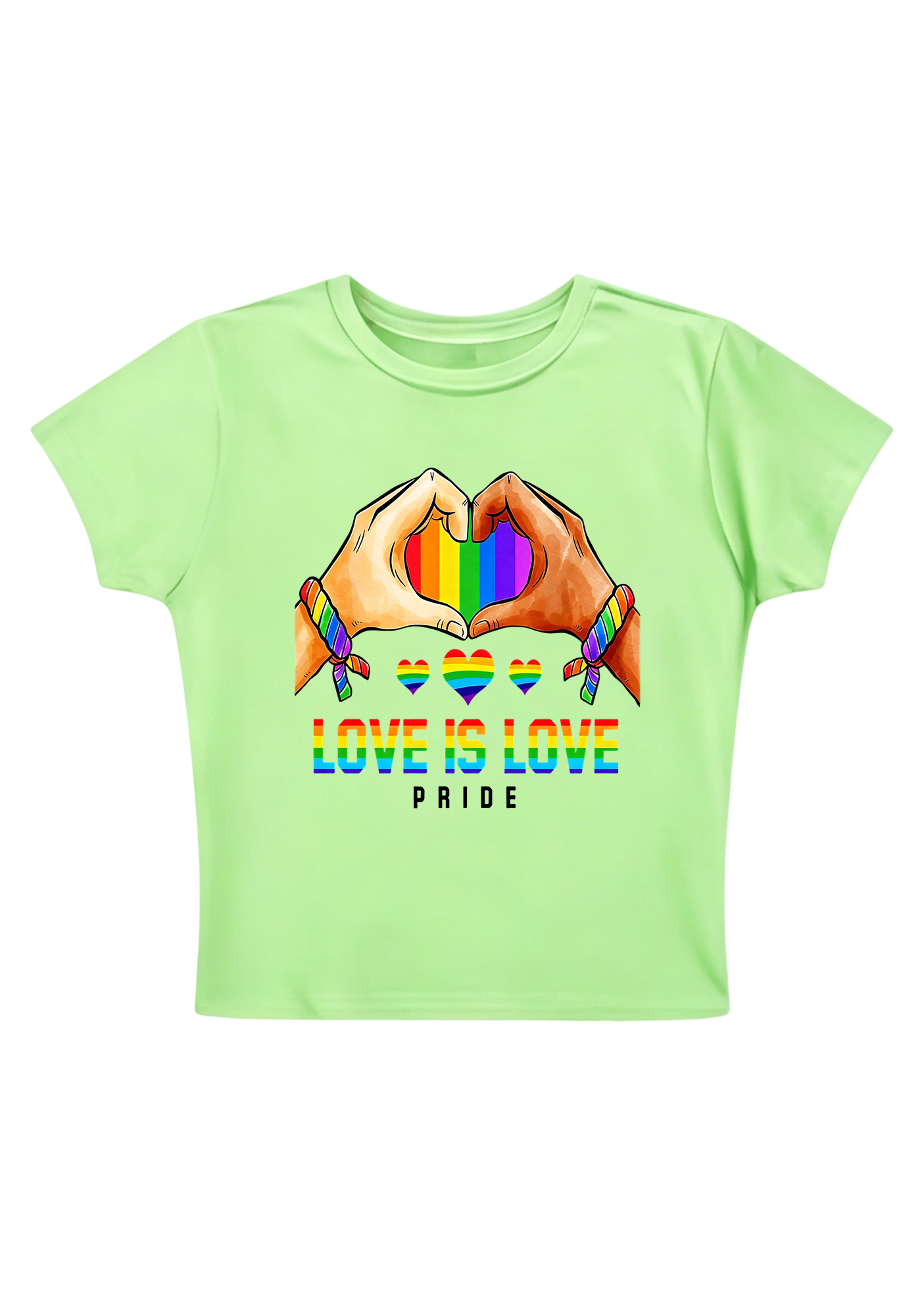 Love Is Love Pride Rainbow Hand Heart Y2K Baby Tee