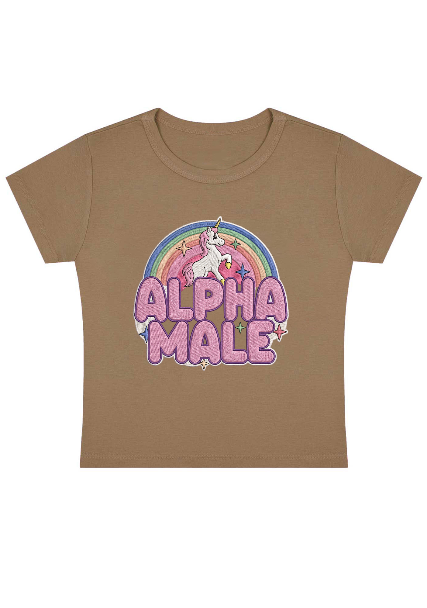 Alpha Male Embroidery Y2K Baby Tee