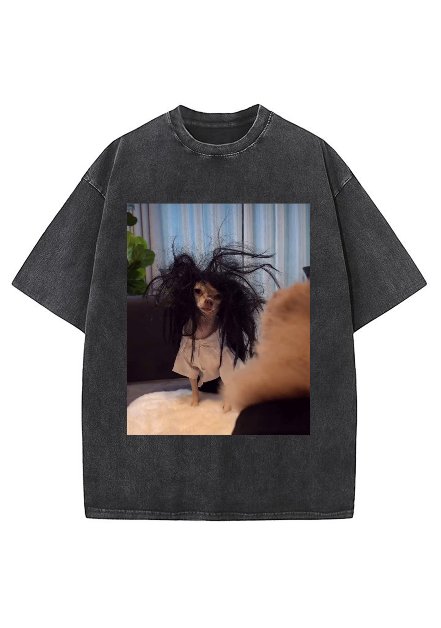 Retro Crazy Hair Chihuahua Meme Washed Tee