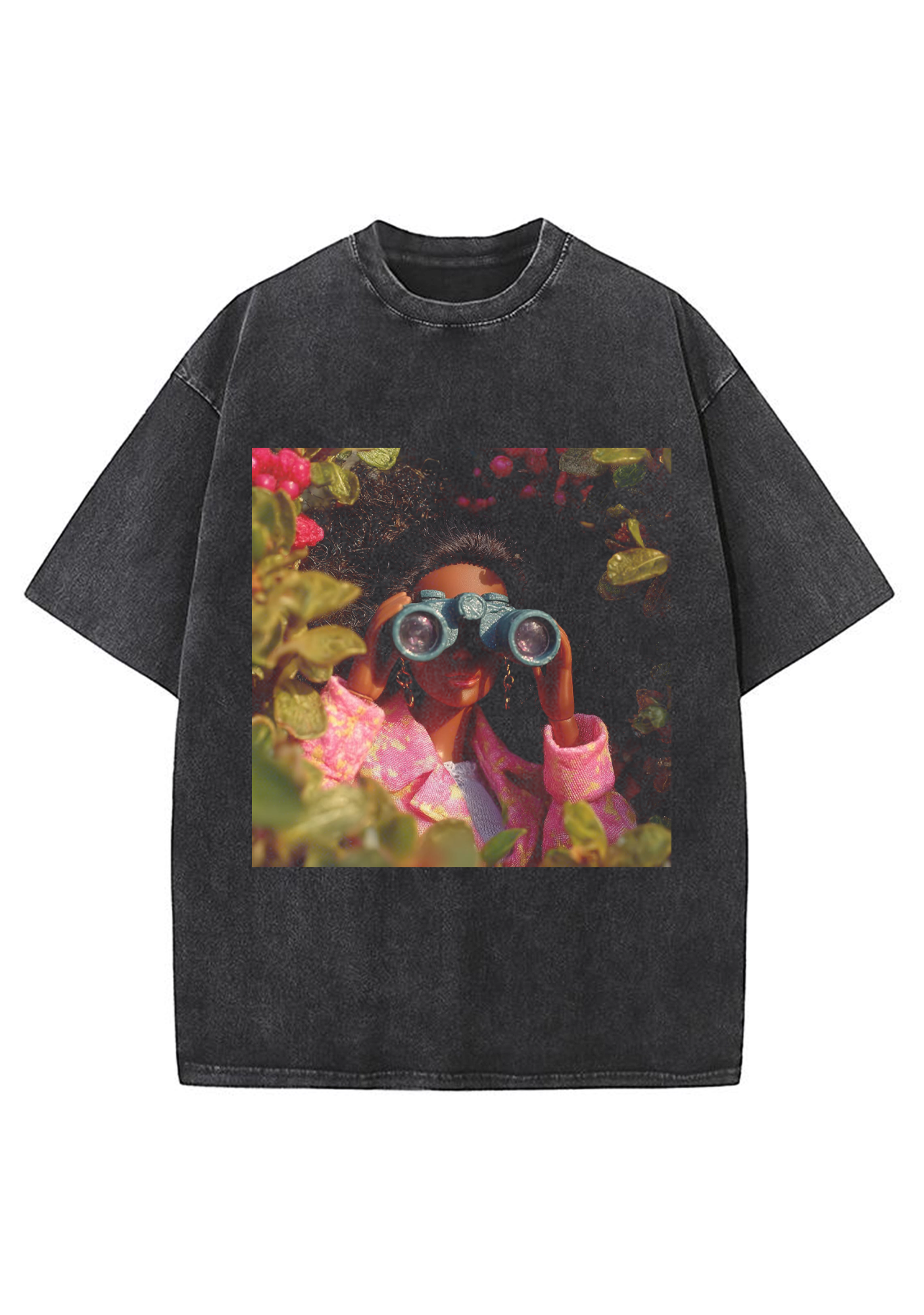 Nature Explorer Black Barbie Binoculars Y2K Washed Tee
