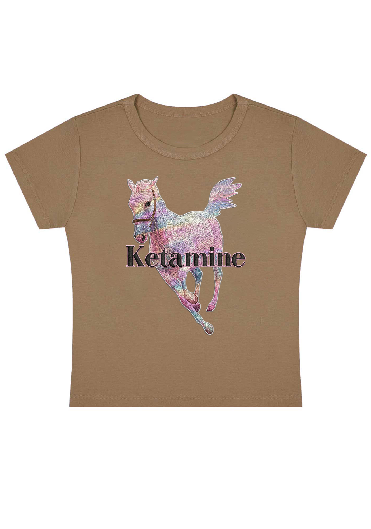 Ketamine Embroidery Y2K Baby Tee