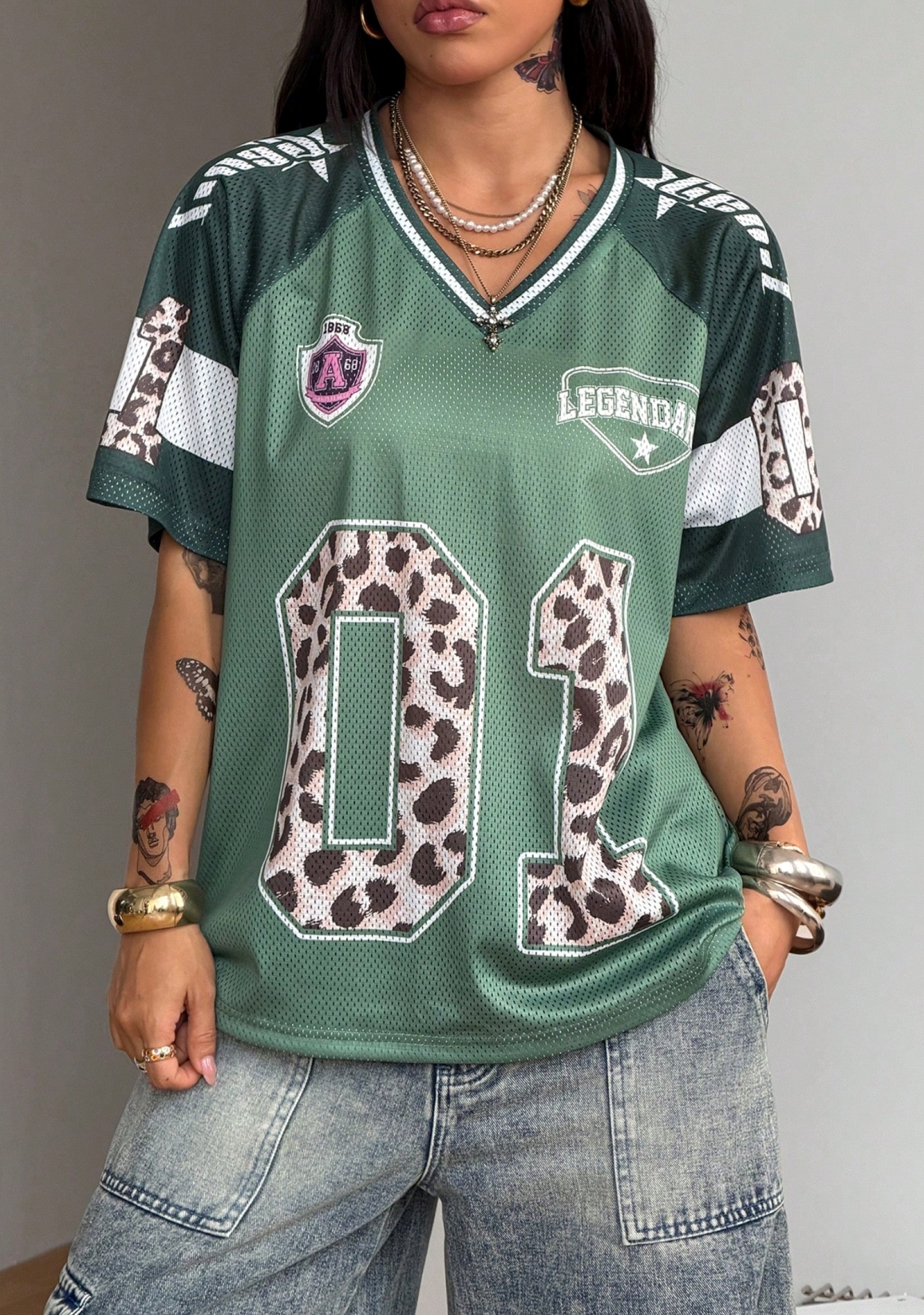 Y2K Multi‑Color Loose  Mesh Jersey Shirts
