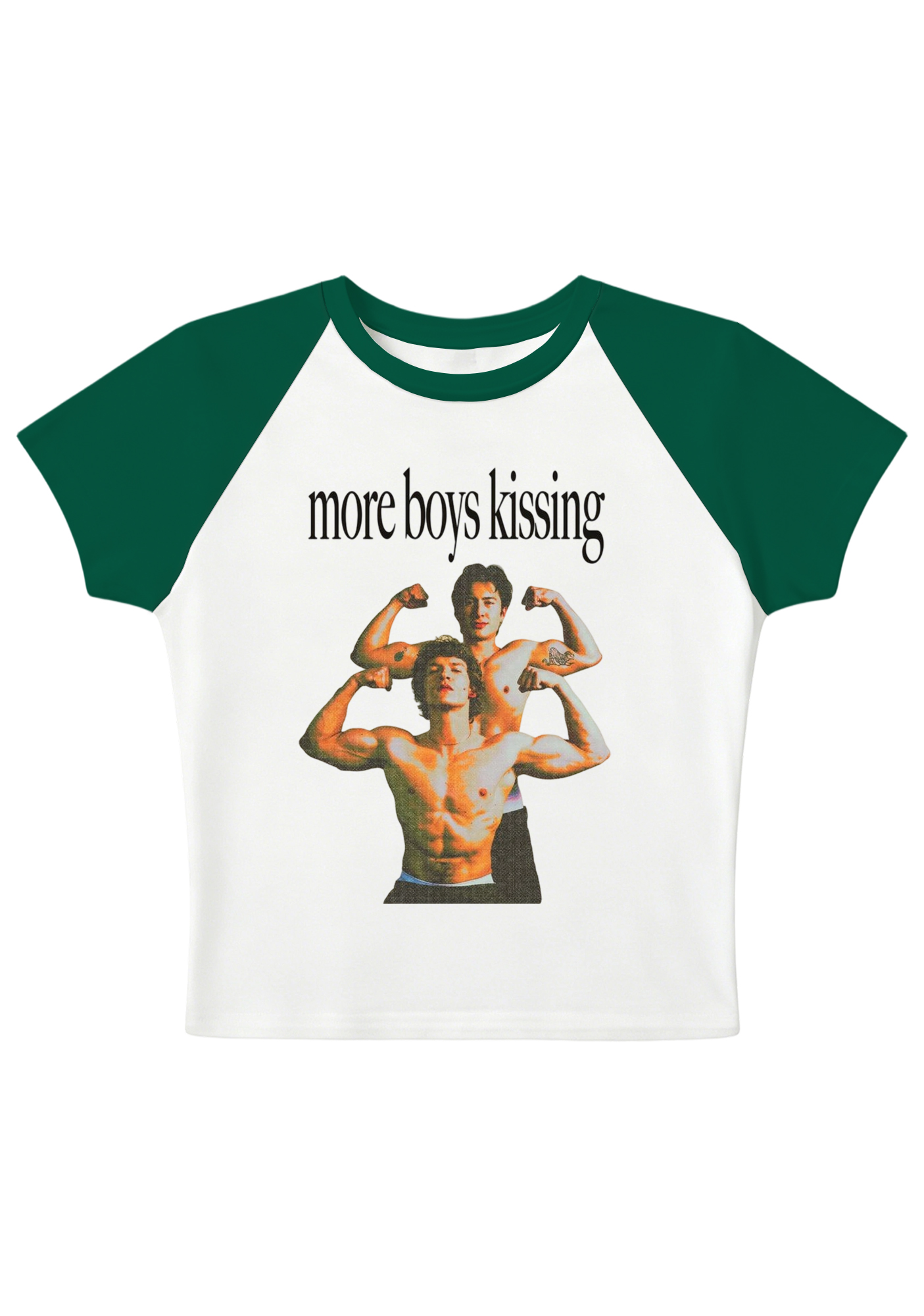 More Boy Kissing Graphic Y2K Baby Tee