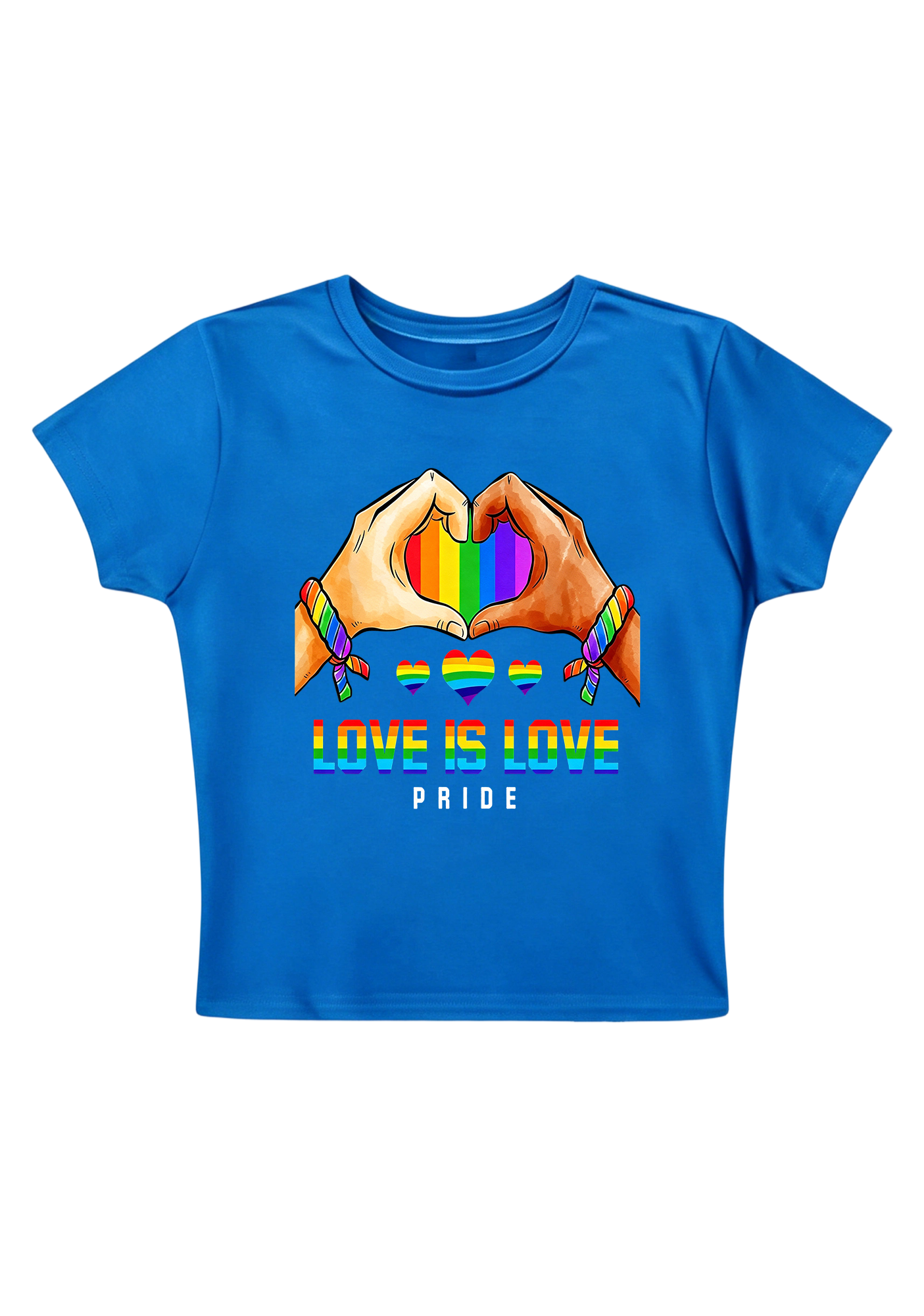Love Is Love Pride Rainbow Hand Heart Y2K Baby Tee