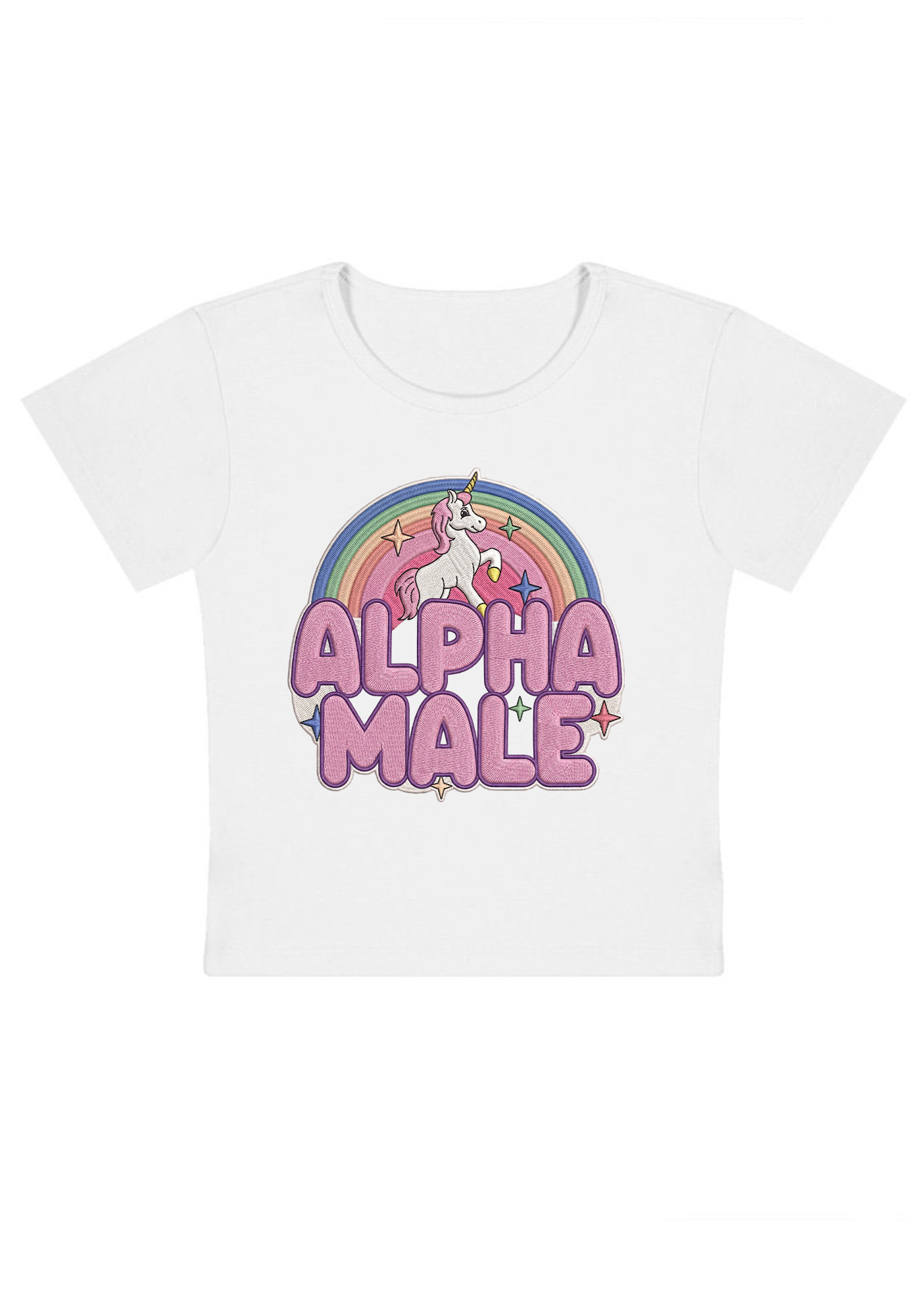Alpha Male Embroidery Y2K Baby Tee