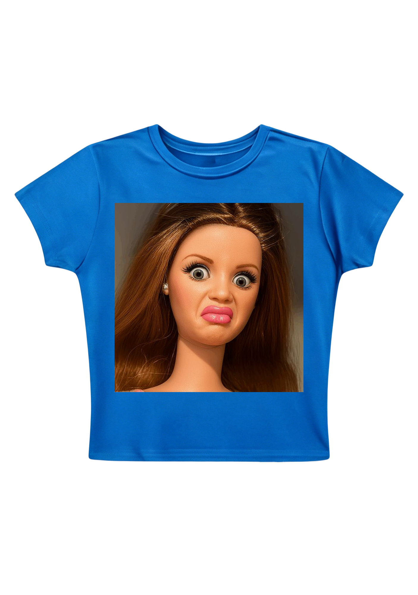 Funny Barbie Doll Pout Face Y2K Baby Tee
