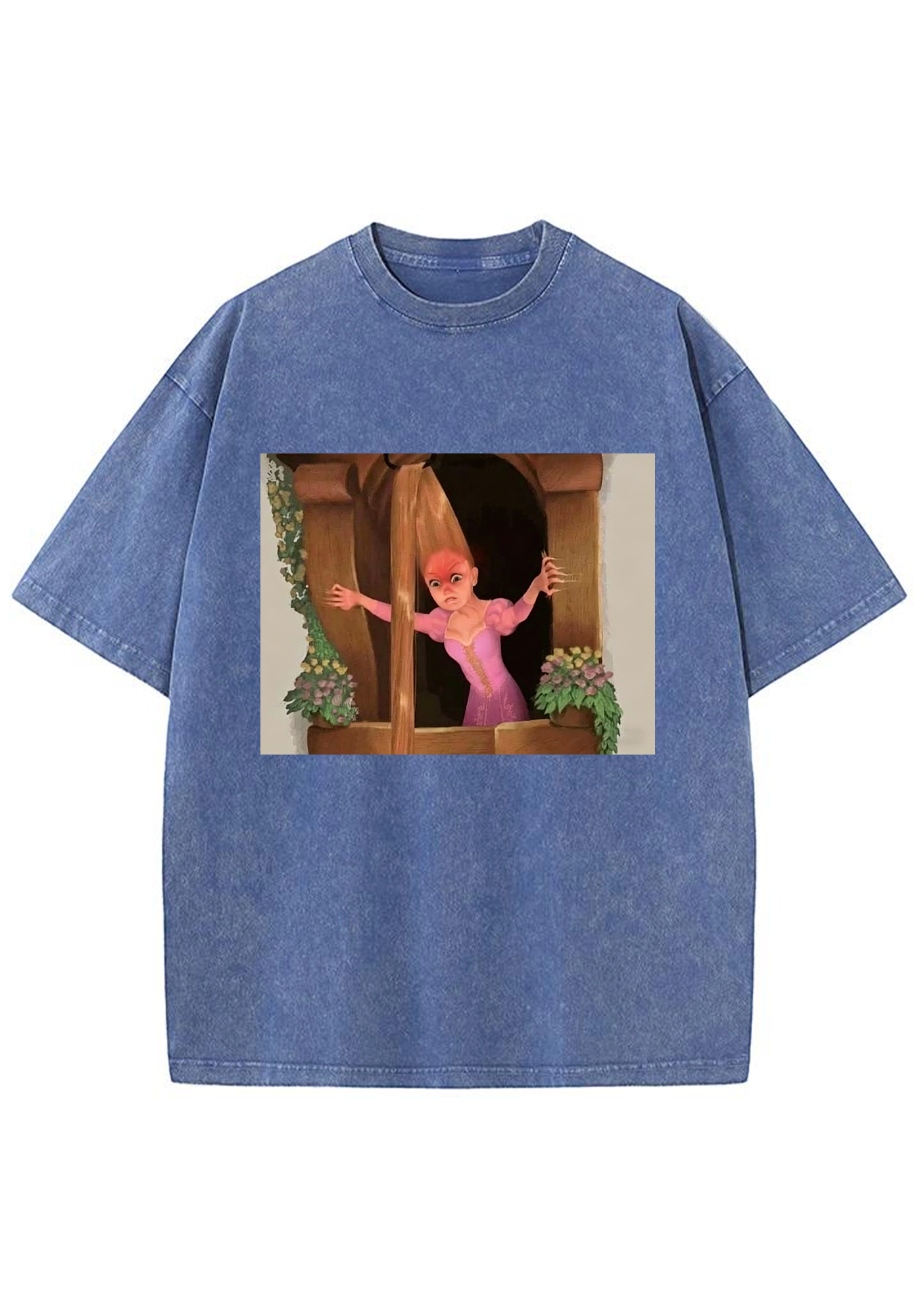 Funny Tangled Rapunzel Hair Tug Face Meme Washed Tee