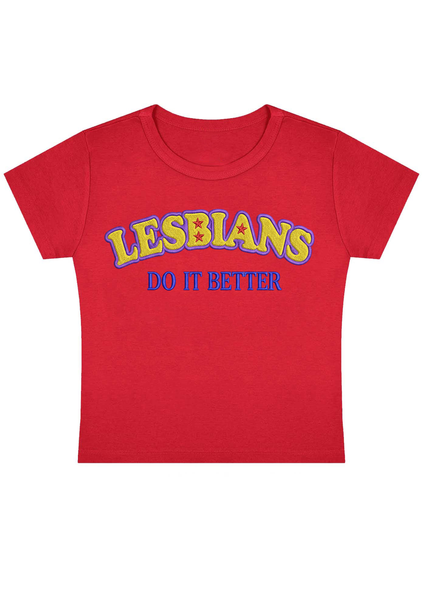 Embroidery Lesbians Do It Better Y2K Baby Tee