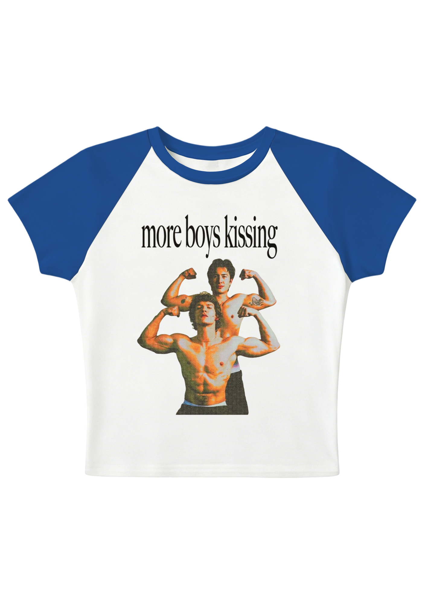 More Boy Kissing Graphic Y2K Baby Tee