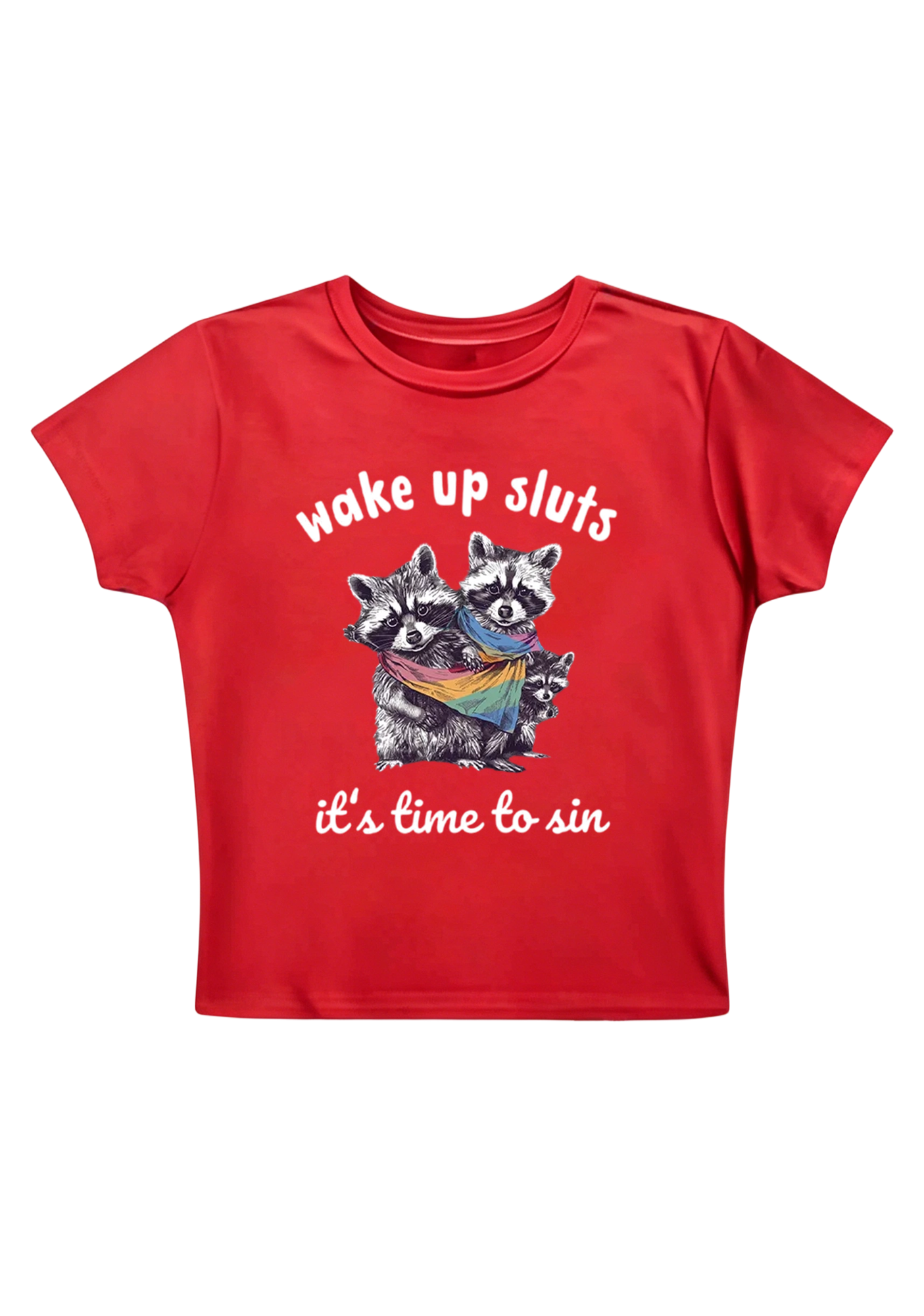Wake Up Sluts It's Time To Sin Y2K Baby Tee