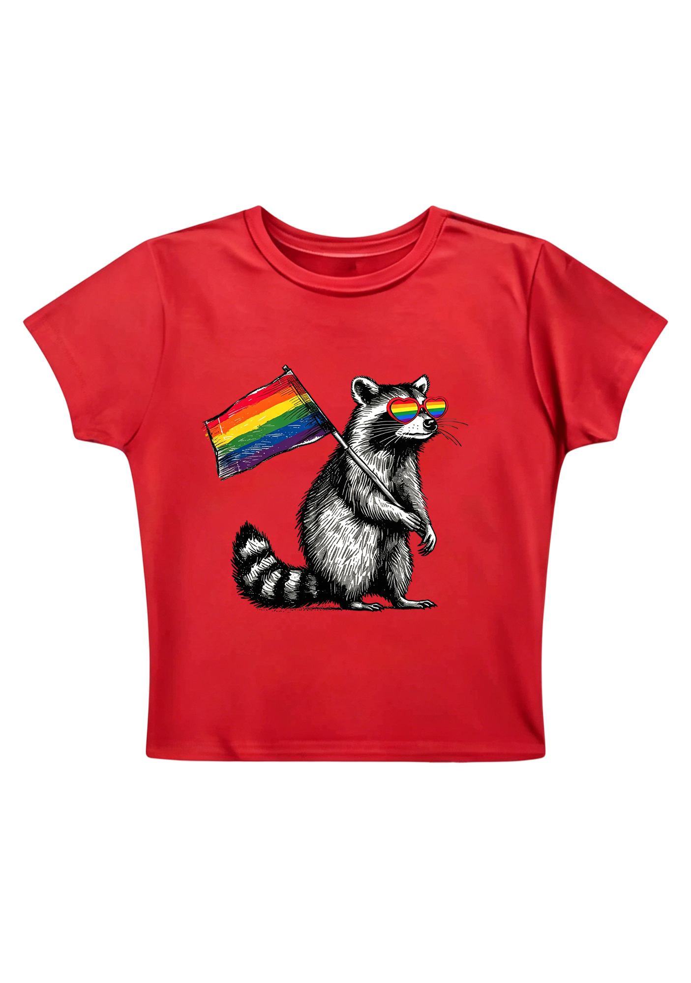 Raccoon Pride Vibes Y2K Baby Tee