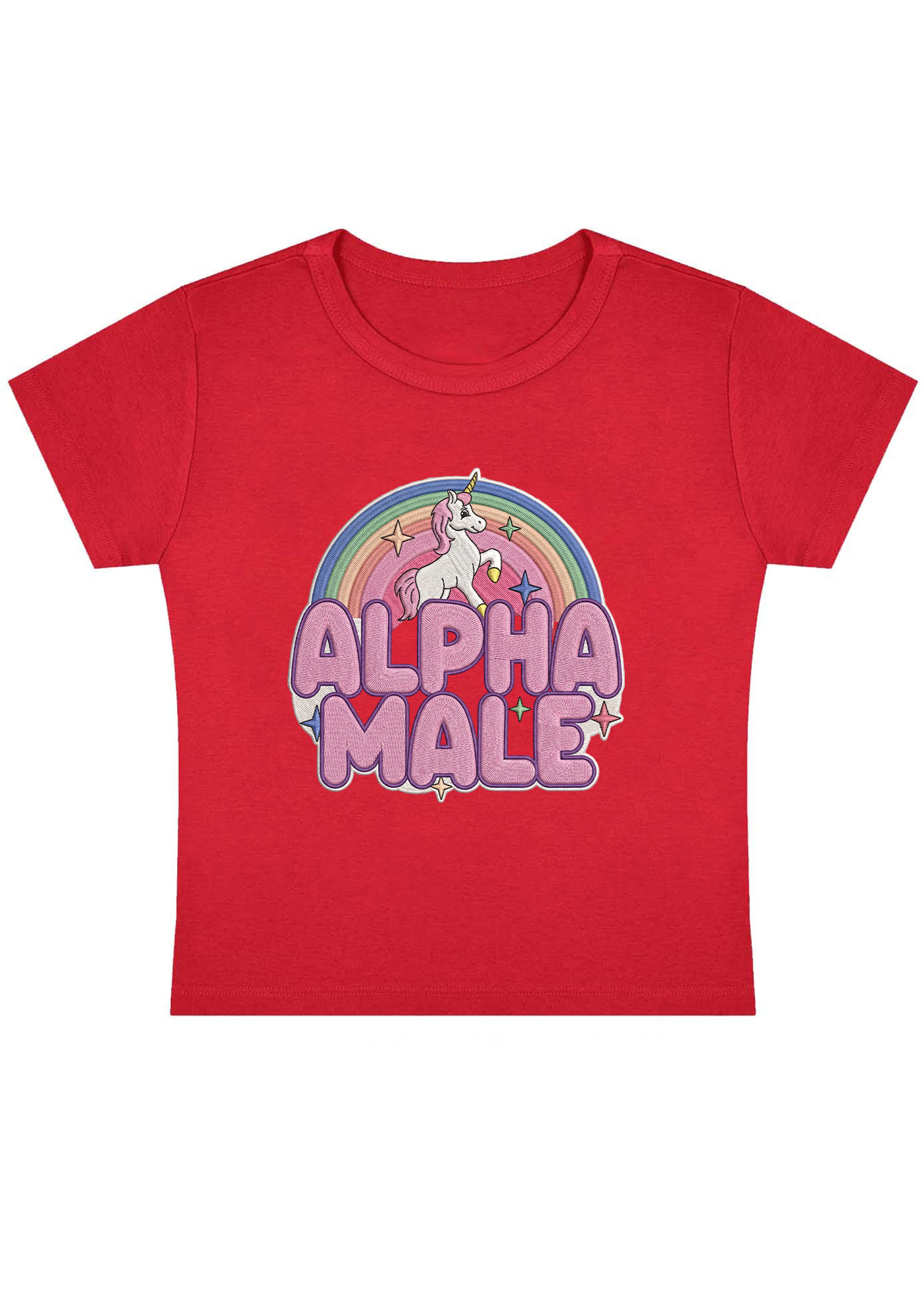 Alpha Male Embroidery Y2K Baby Tee