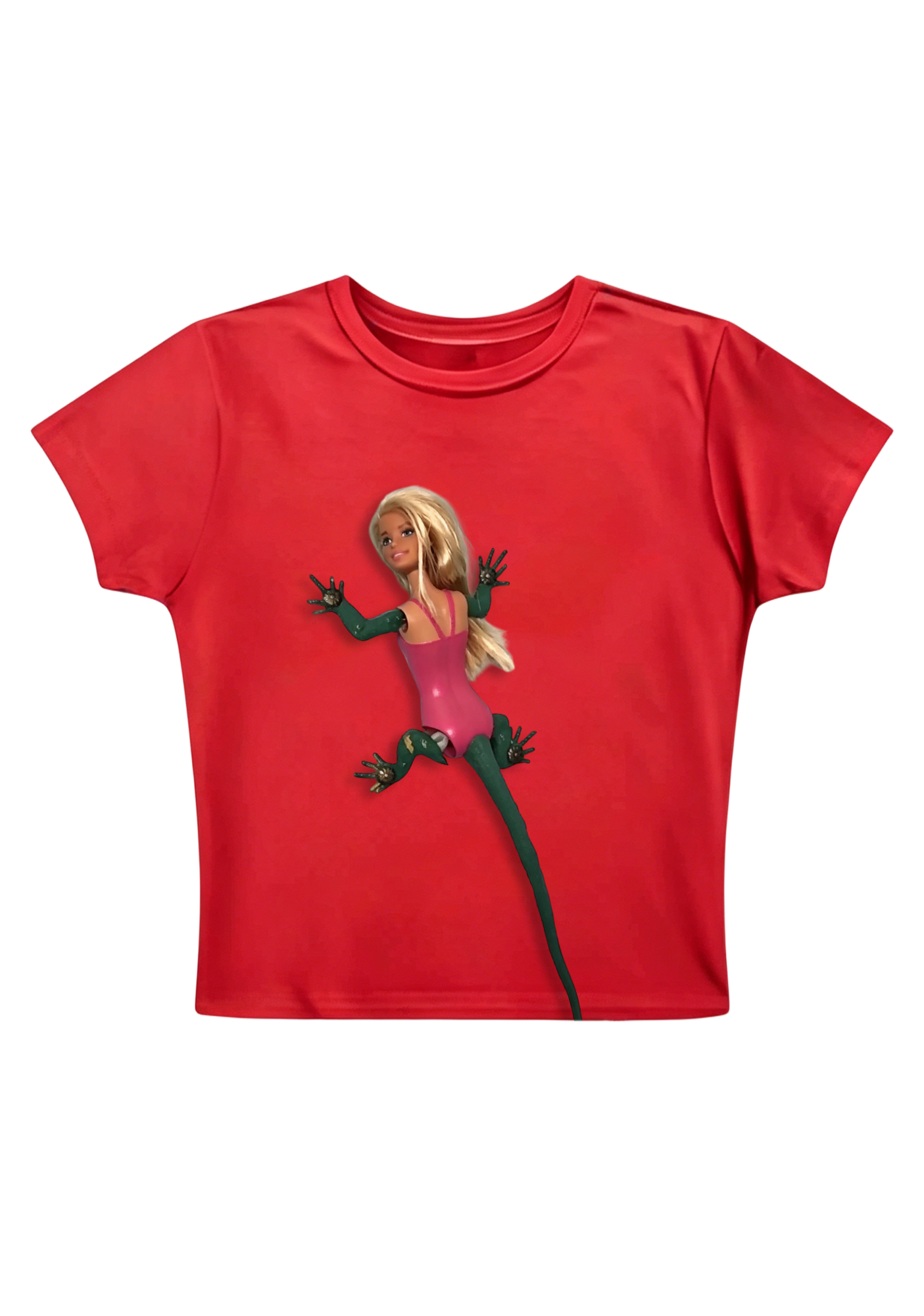 Weird Lizard Barbie Hybrid Doll Y2K Baby Tee