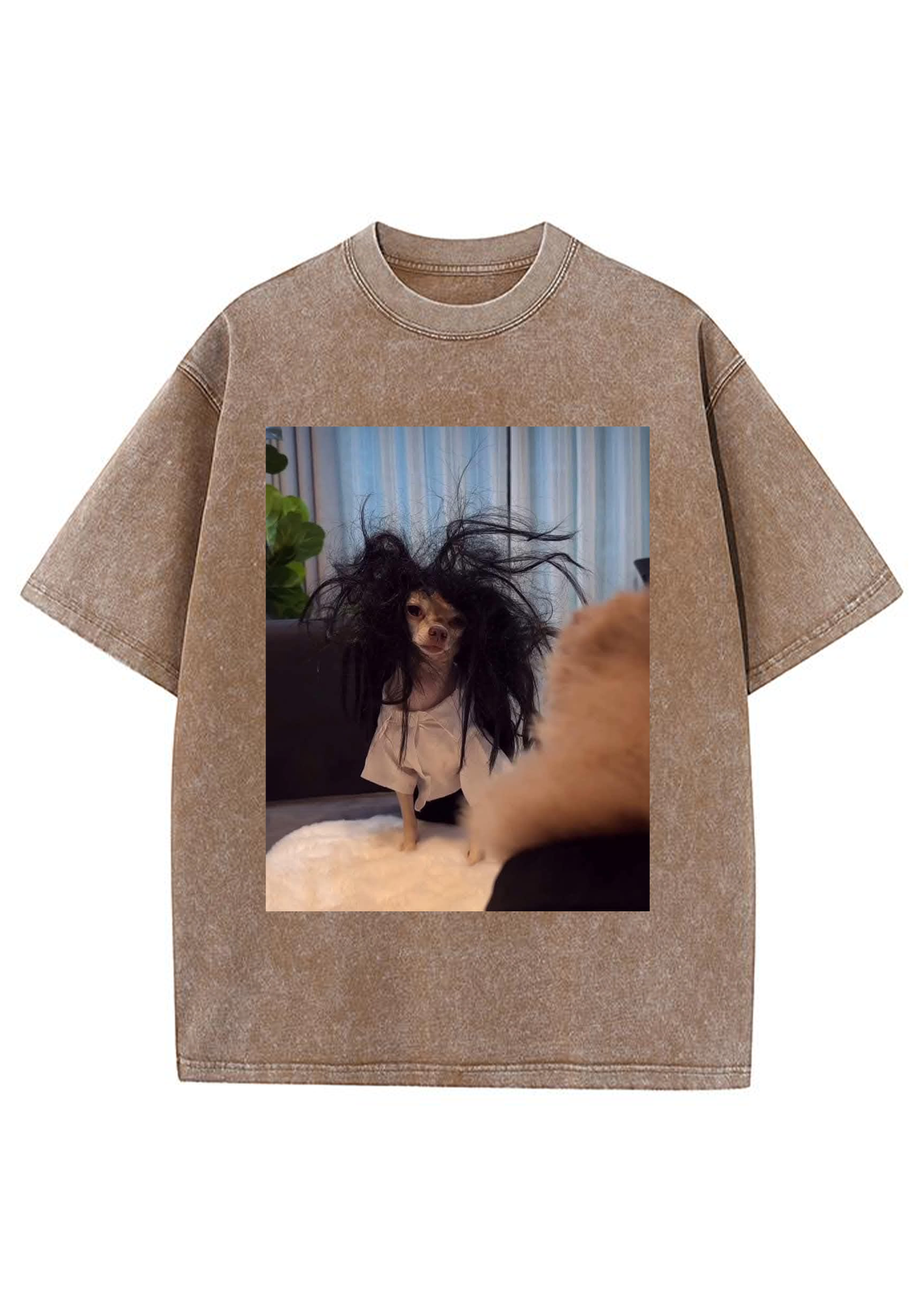 Retro Crazy Hair Chihuahua Meme Washed Tee