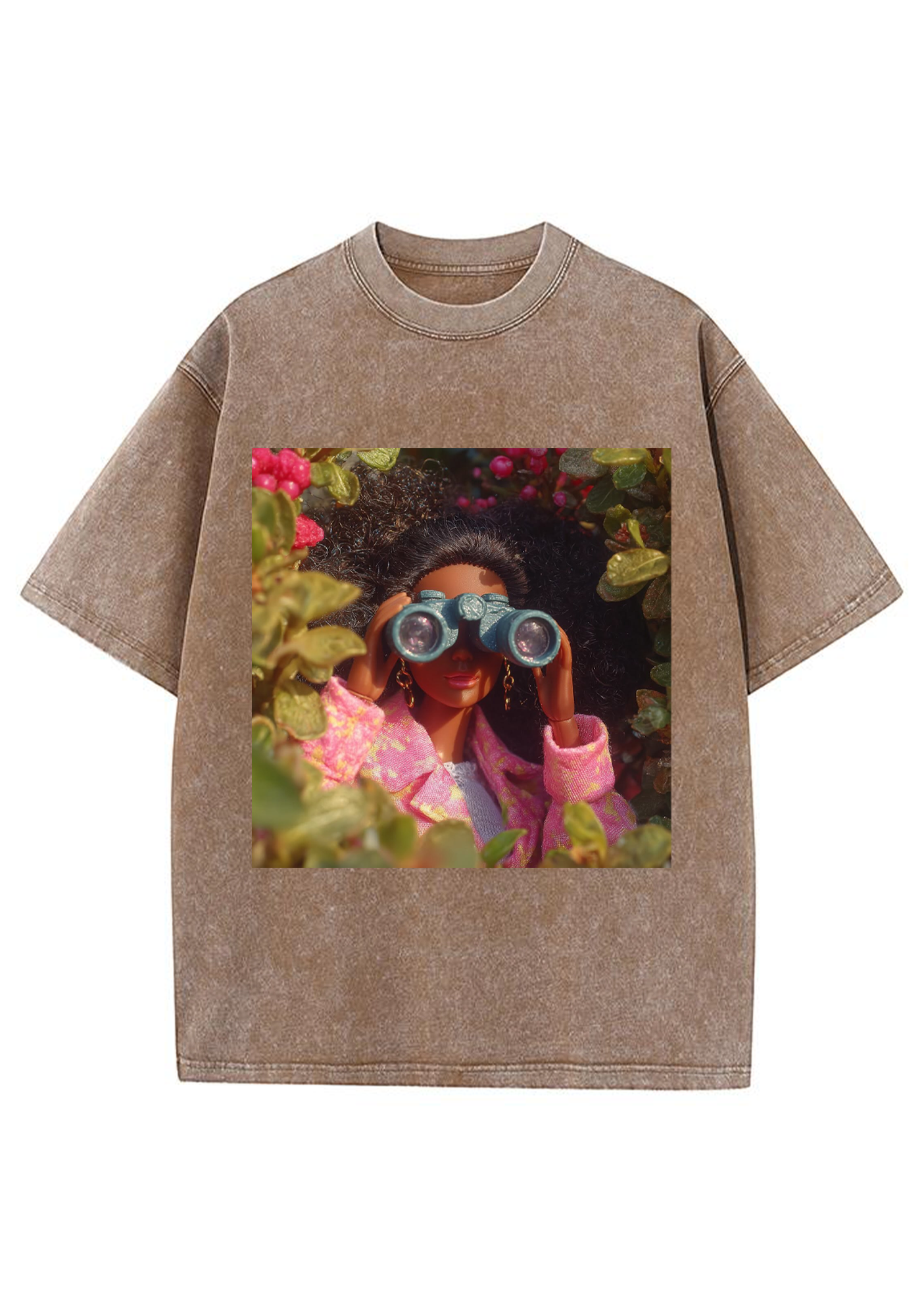 Nature Explorer Black Barbie Binoculars Y2K Washed Tee