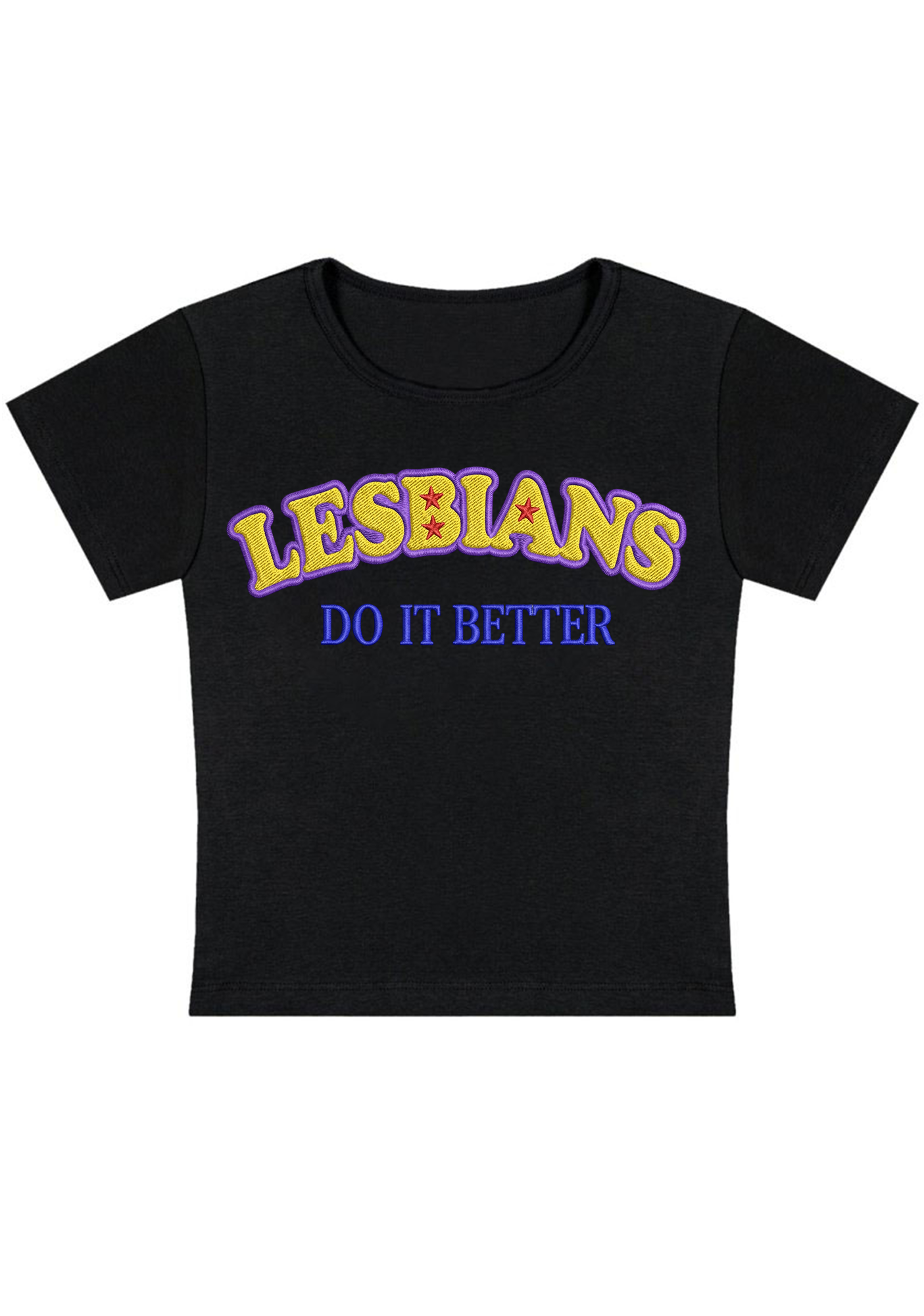 Embroidery Lesbians Do It Better Y2K Baby Tee
