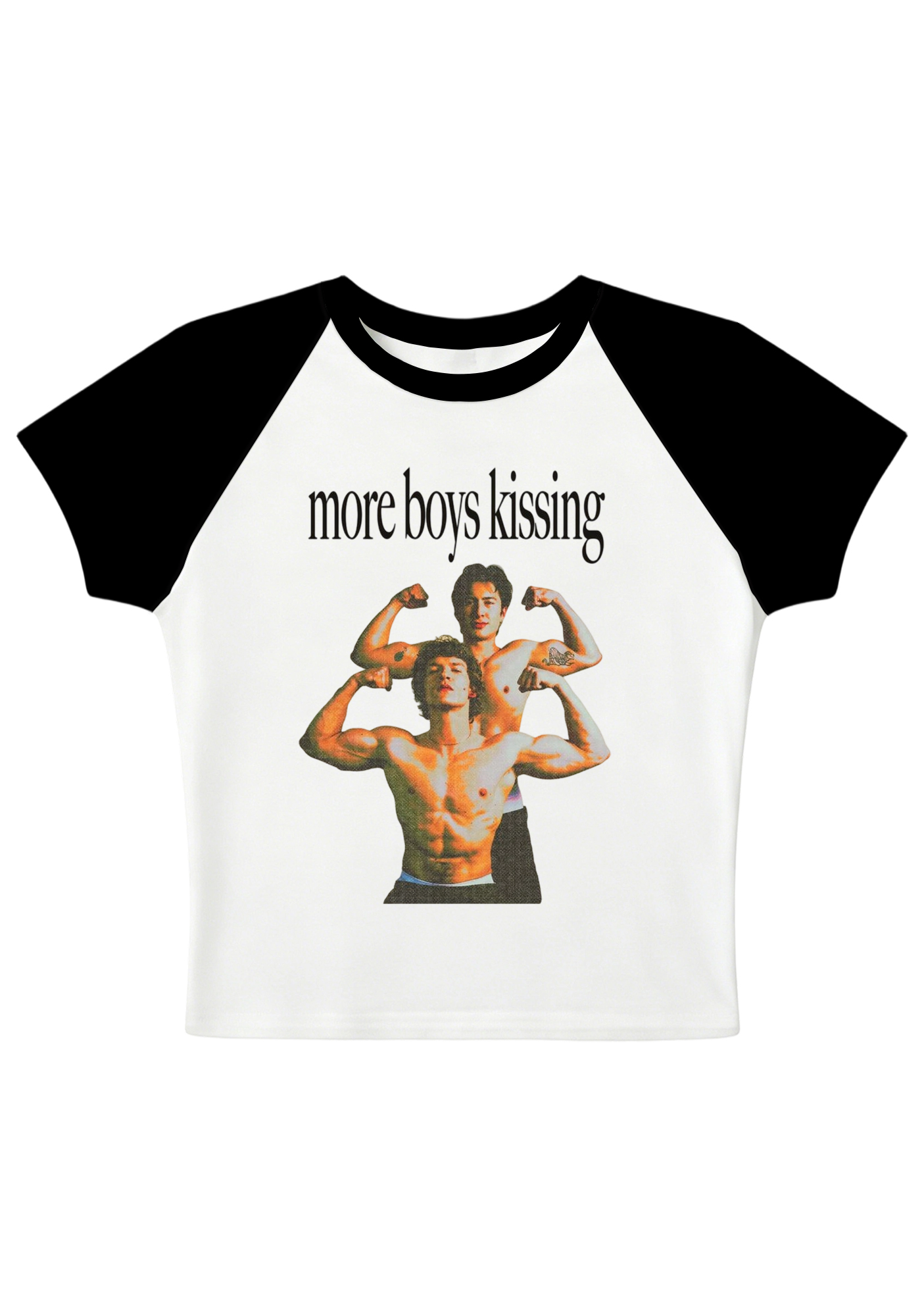 More Boy Kissing Graphic Y2K Baby Tee