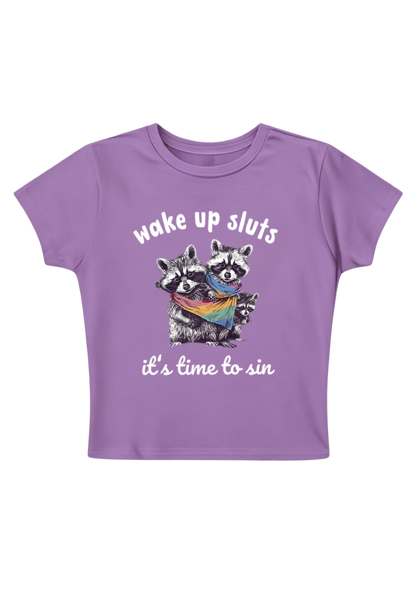 Wake Up Sluts It's Time To Sin Y2K Baby Tee