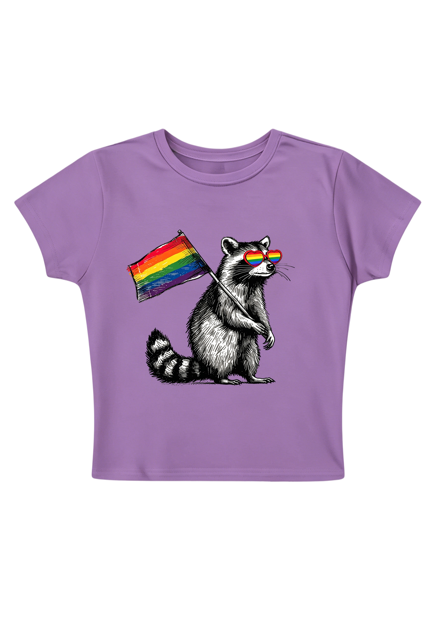 Raccoon Pride Vibes Y2K Baby Tee