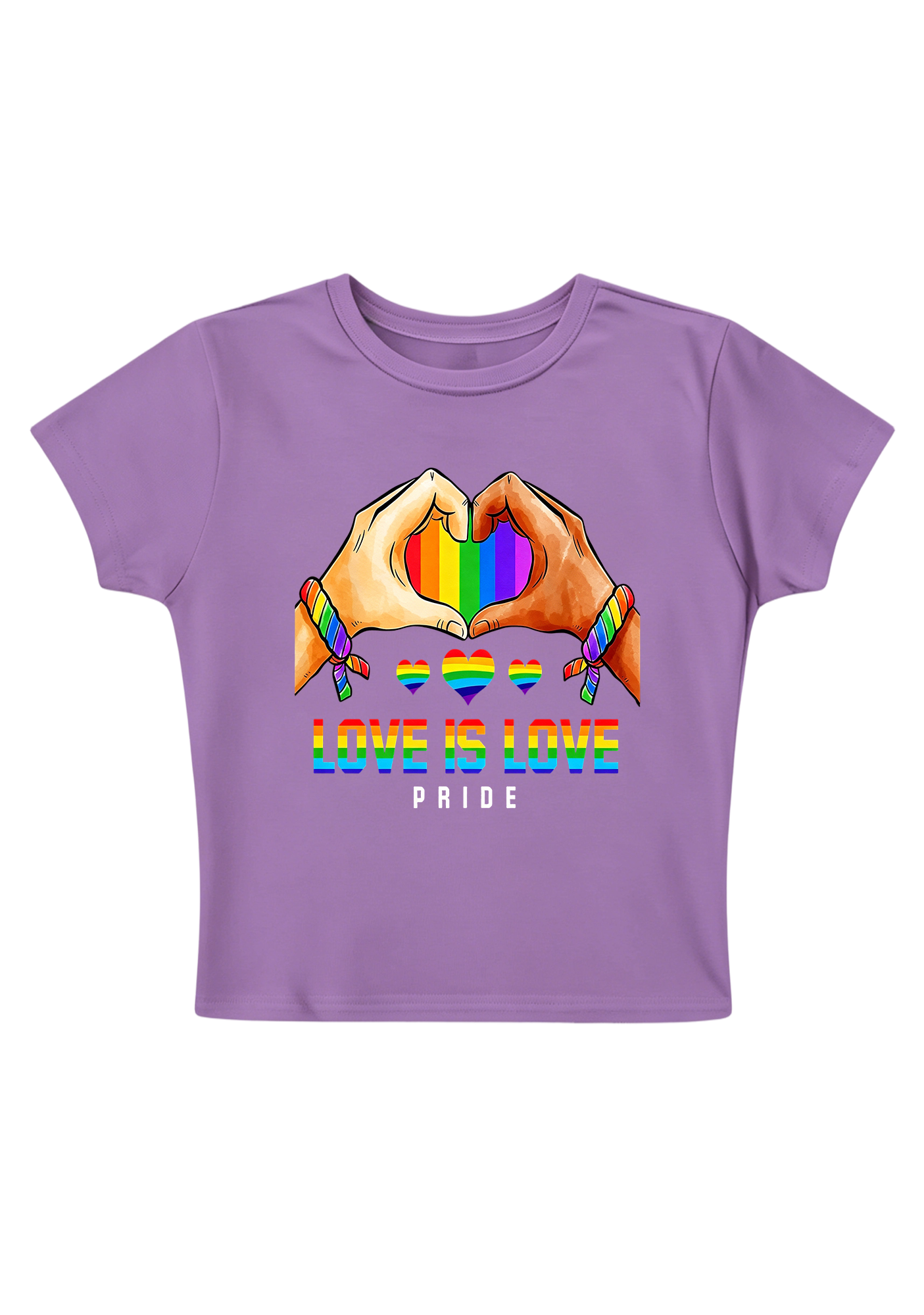 Love Is Love Pride Rainbow Hand Heart Y2K Baby Tee