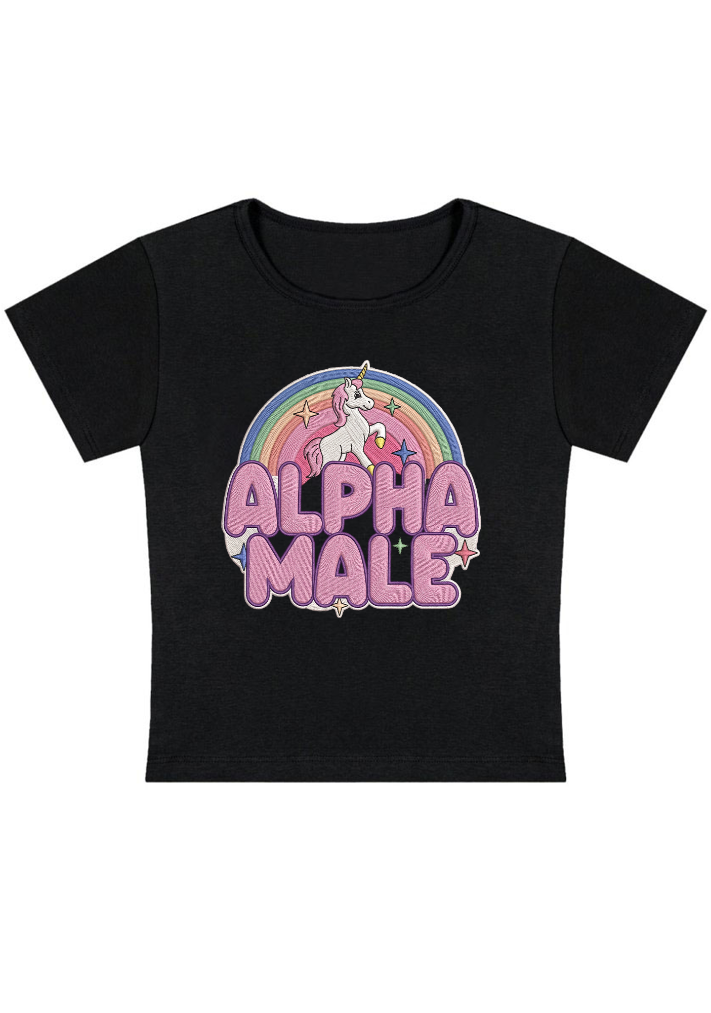 Alpha Male Embroidery Y2K Baby Tee