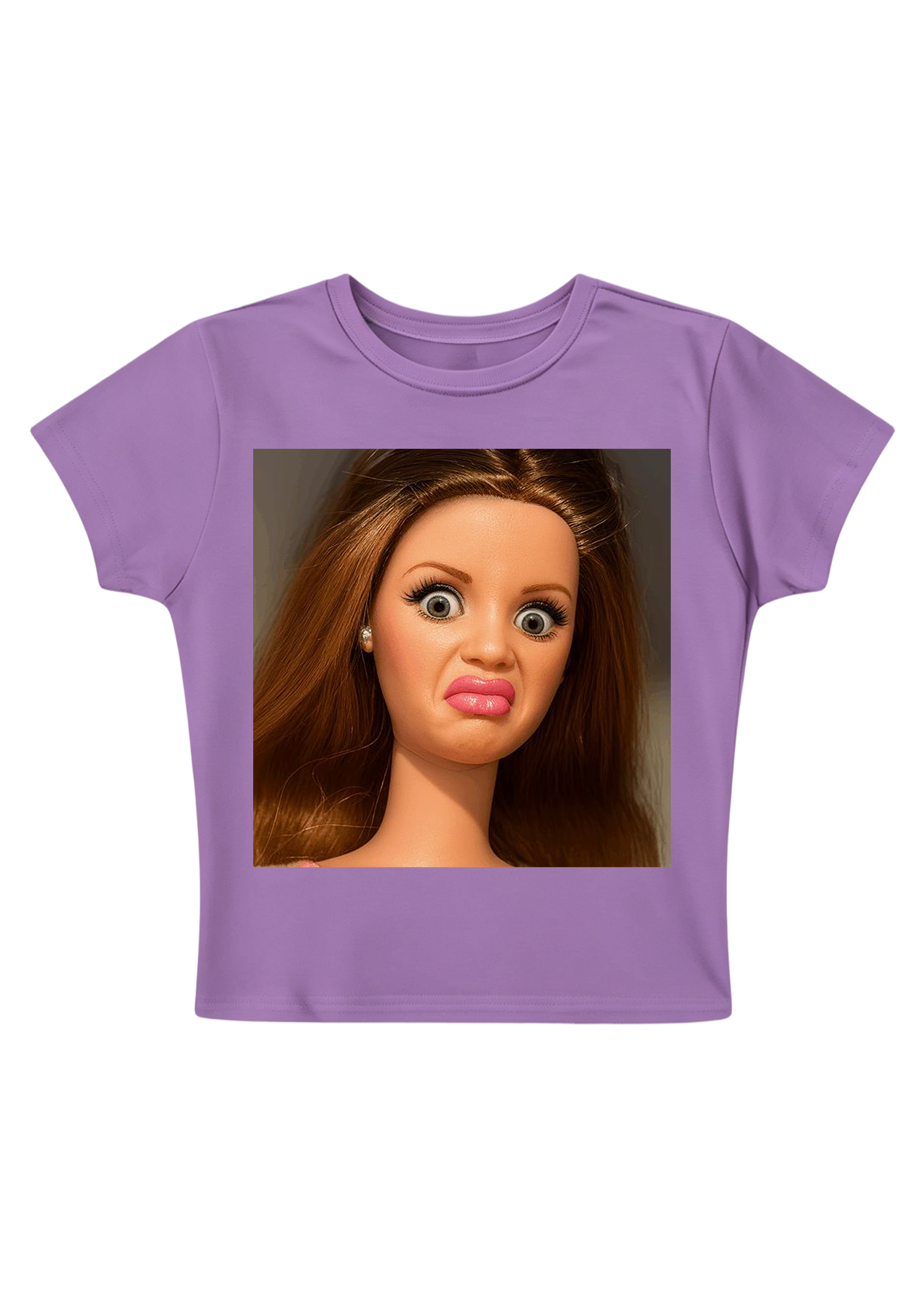 Funny Barbie Doll Pout Face Y2K Baby Tee