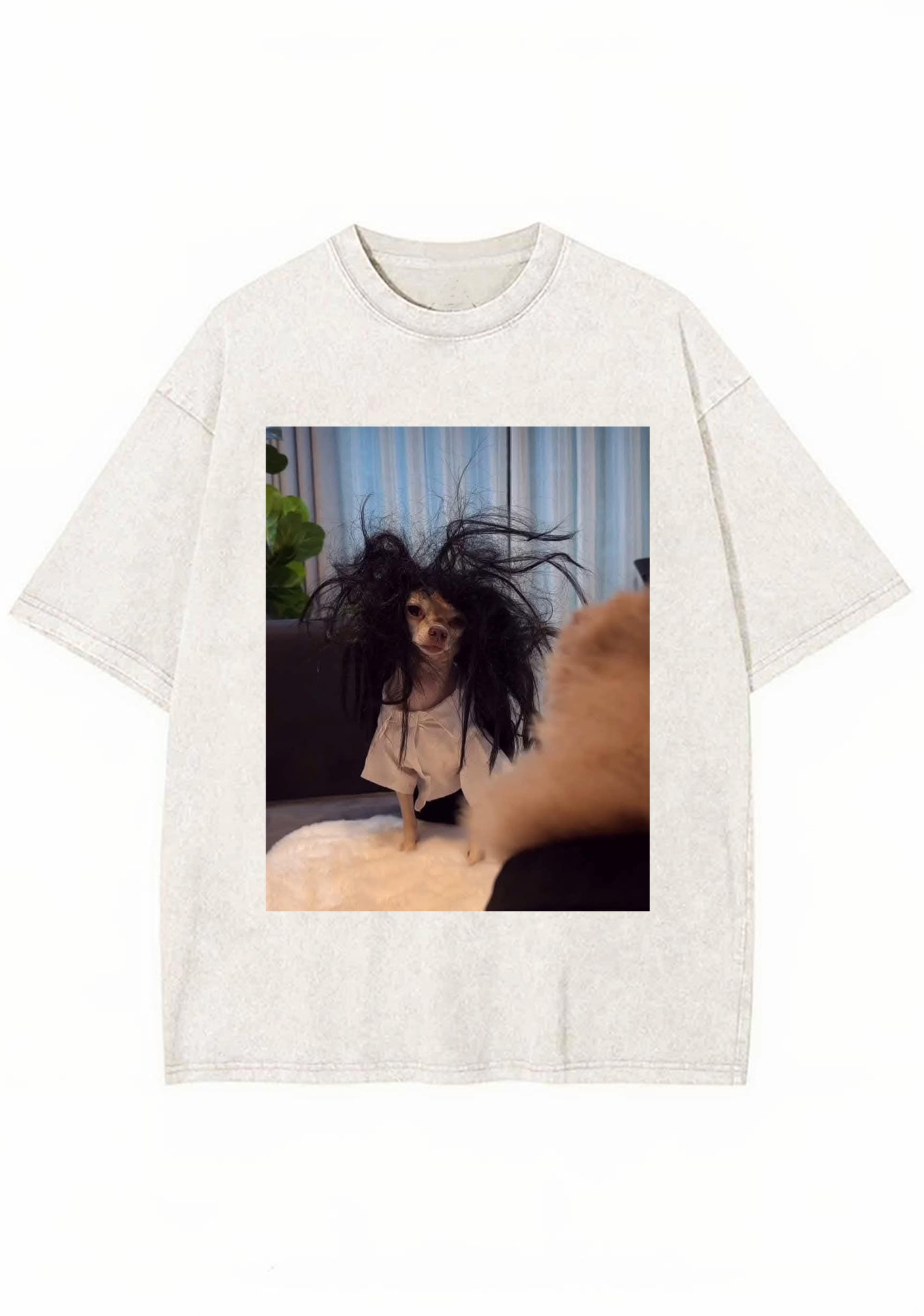 Retro Crazy Hair Chihuahua Meme Washed Tee