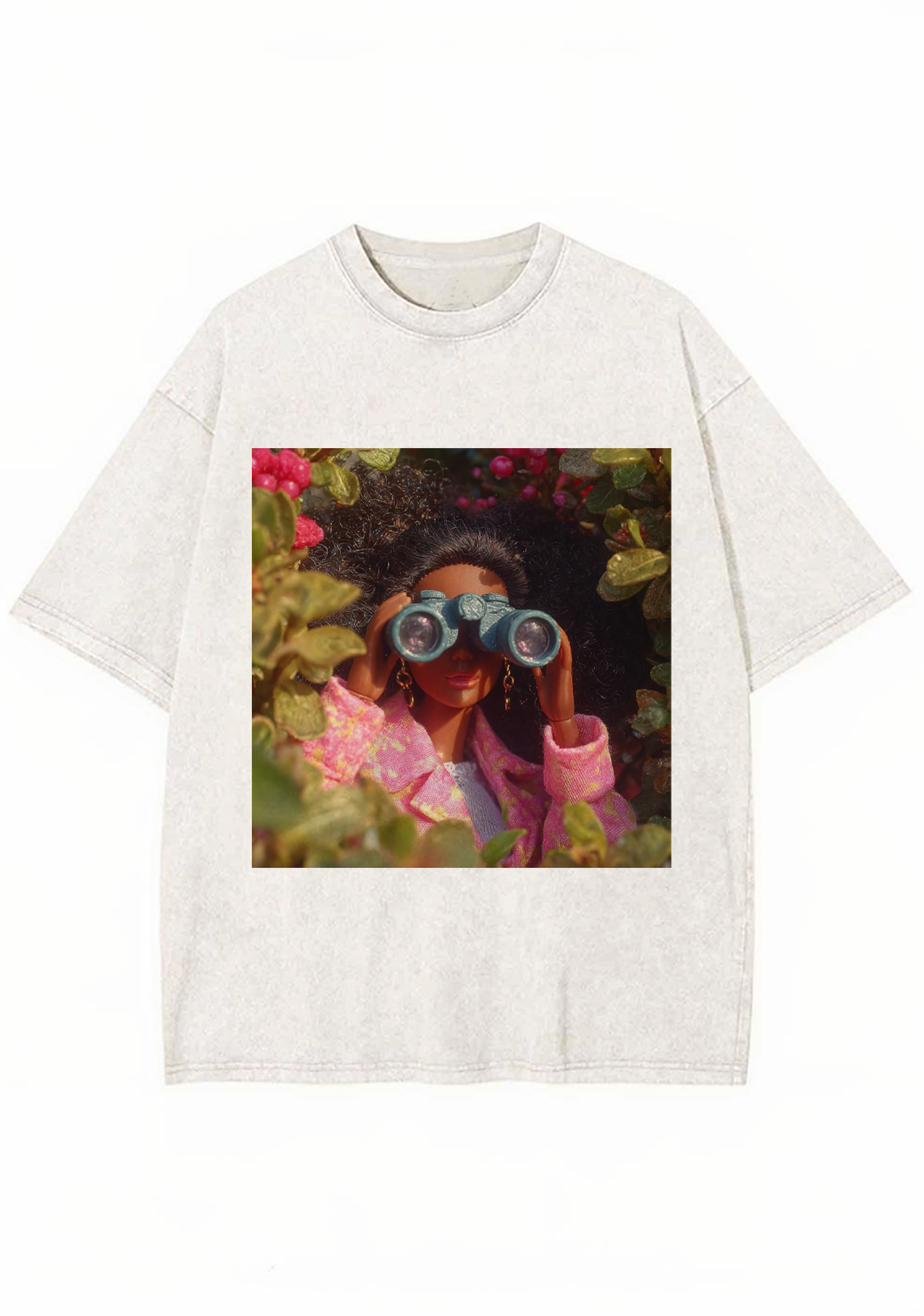 Nature Explorer Black Barbie Binoculars Y2K Washed Tee