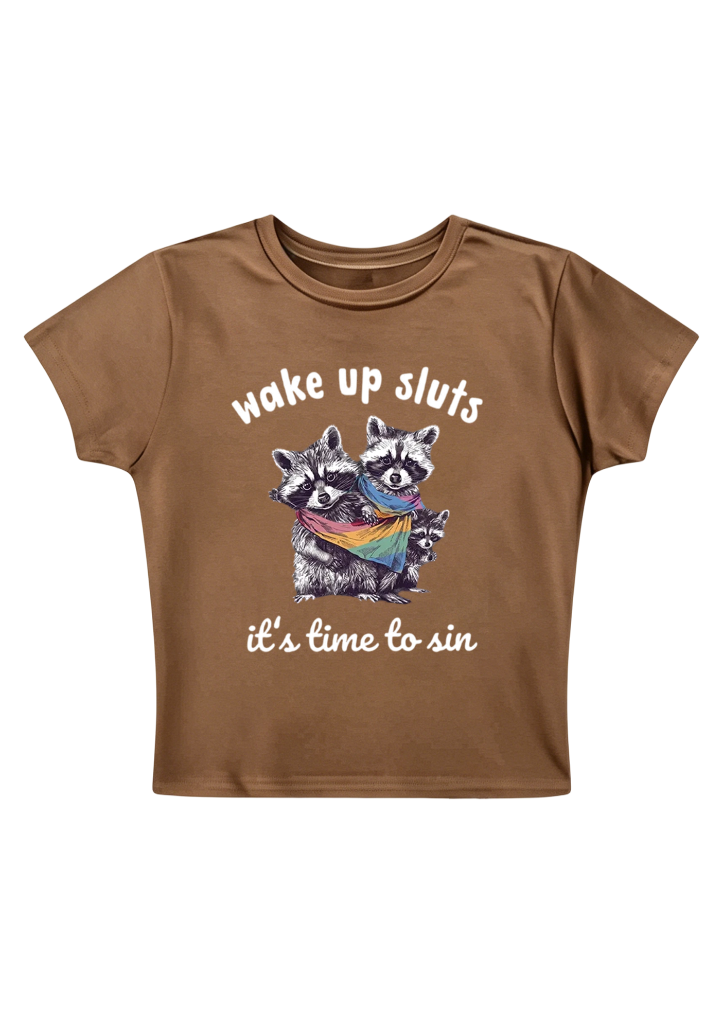 Wake Up Sluts It's Time To Sin Y2K Baby Tee