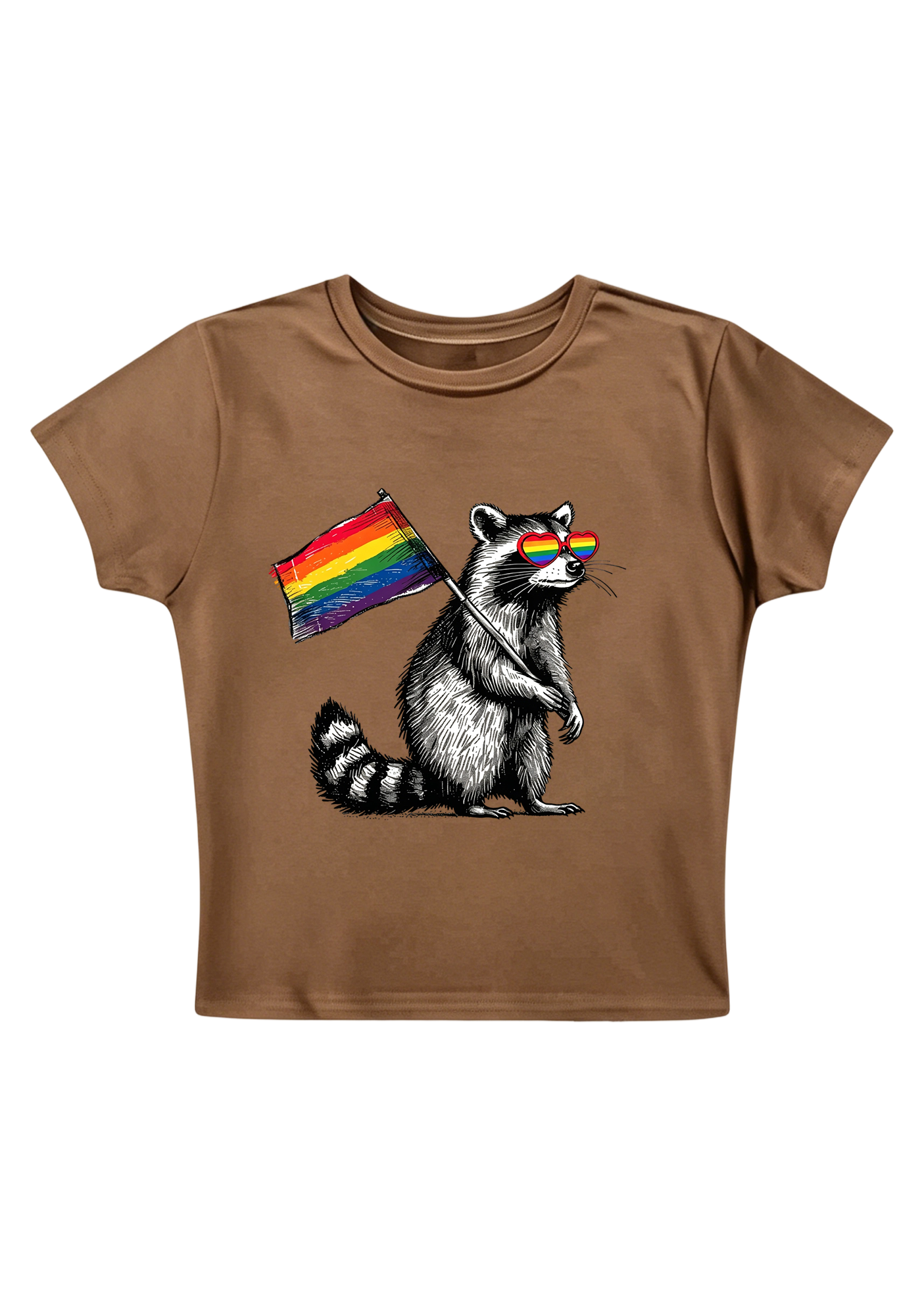 Raccoon Pride Vibes Y2K Baby Tee