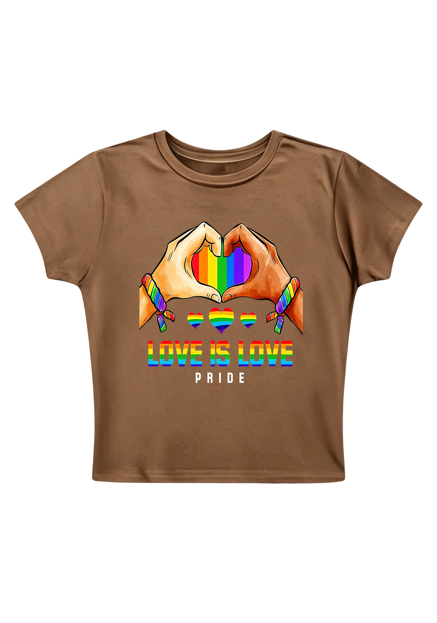 Love Is Love Pride Rainbow Hand Heart Y2K Baby Tee