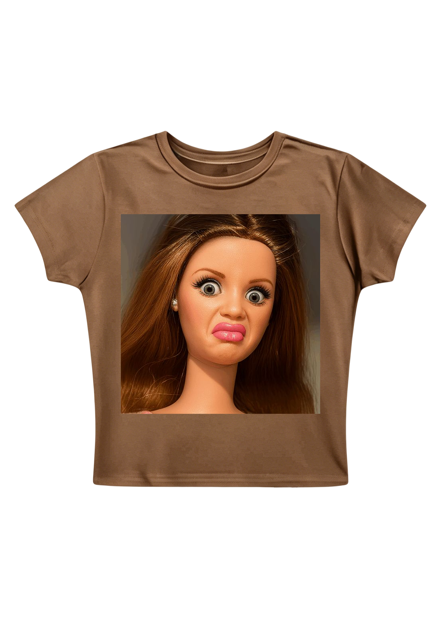 Funny Barbie Doll Pout Face Y2K Baby Tee