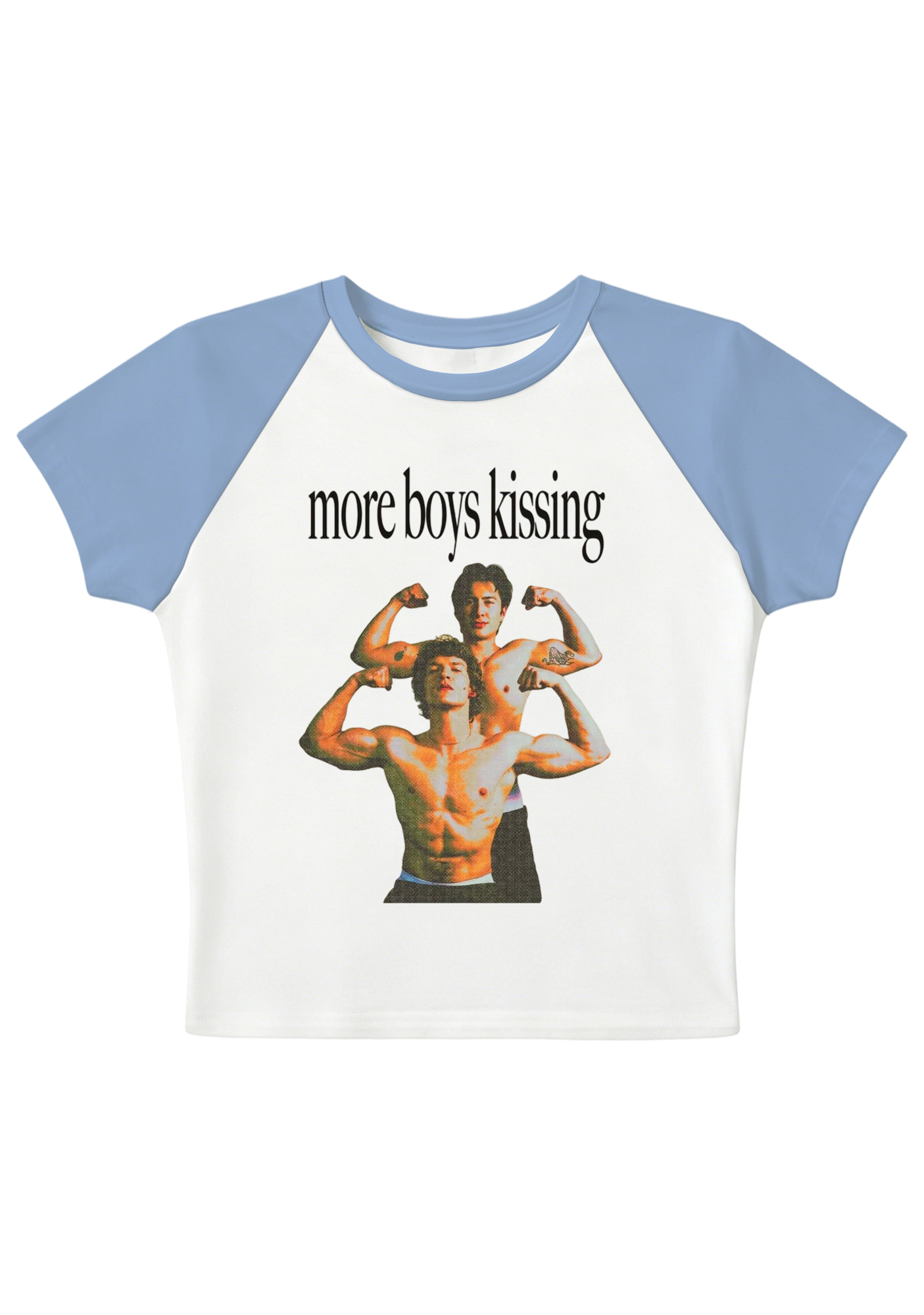 More Boy Kissing Graphic Y2K Baby Tee