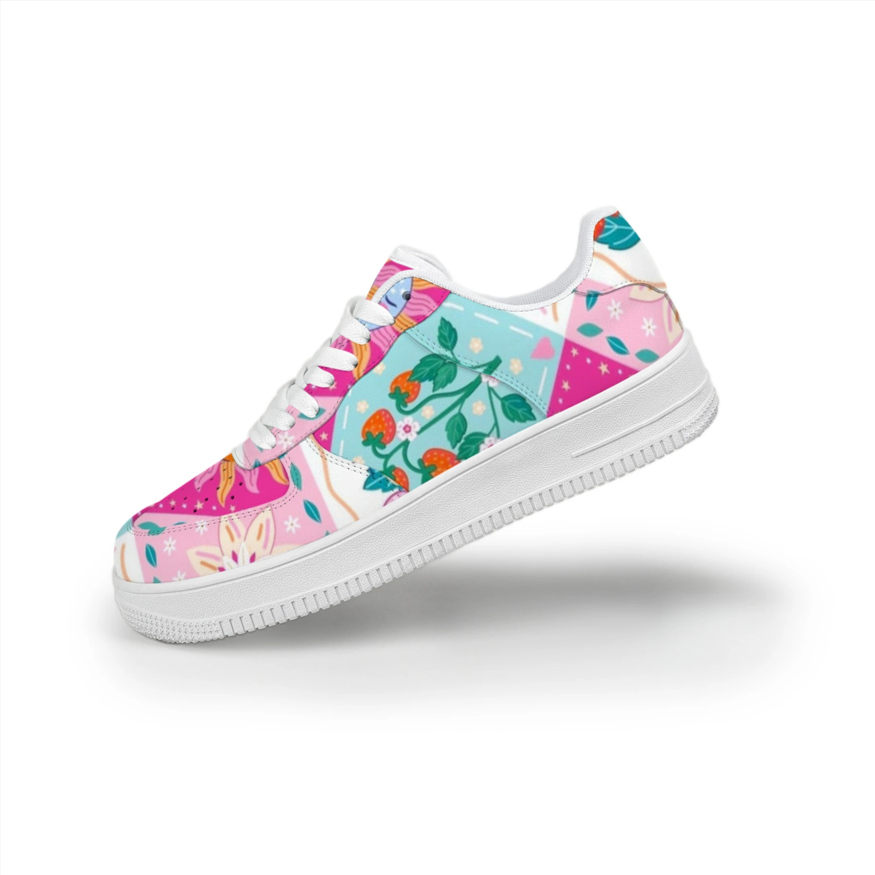 Full Printed Heart Sun Floral Low Top Sneakers