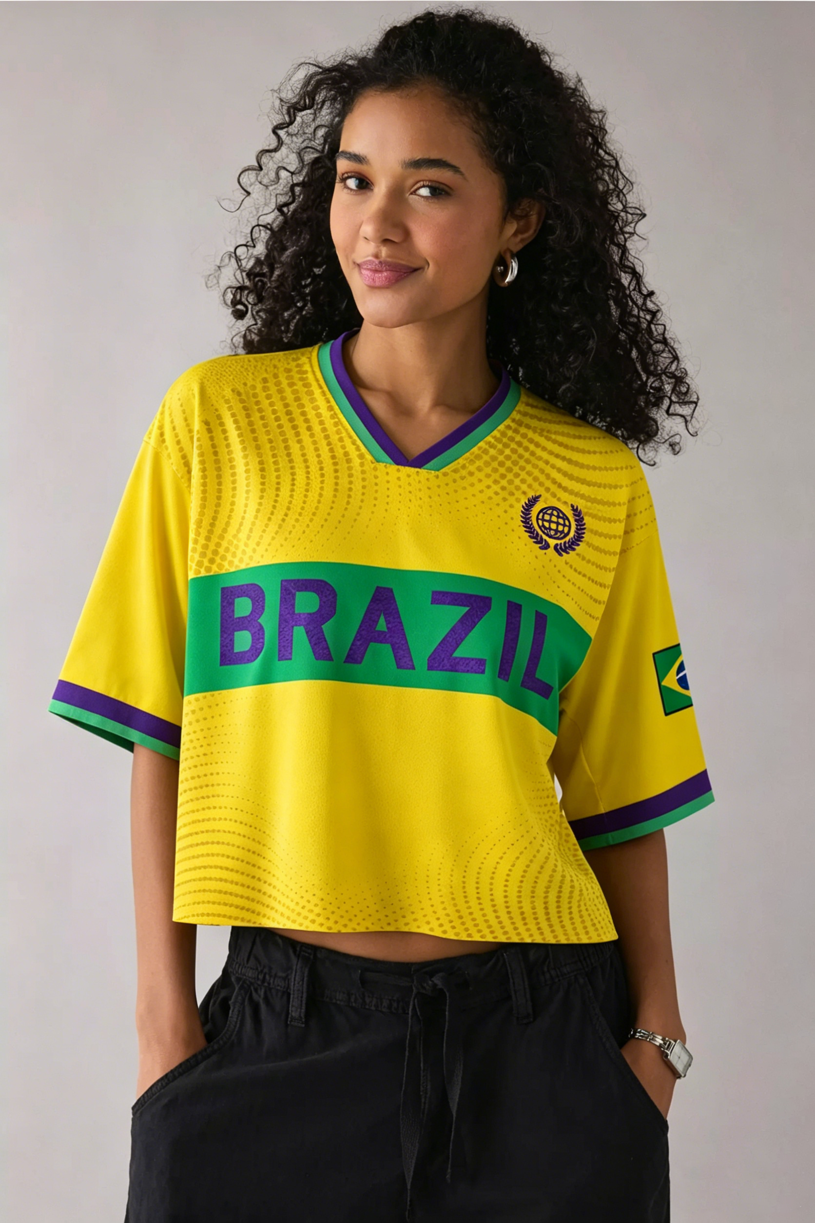  Brazil Game Day Cropped Jersey Shirt