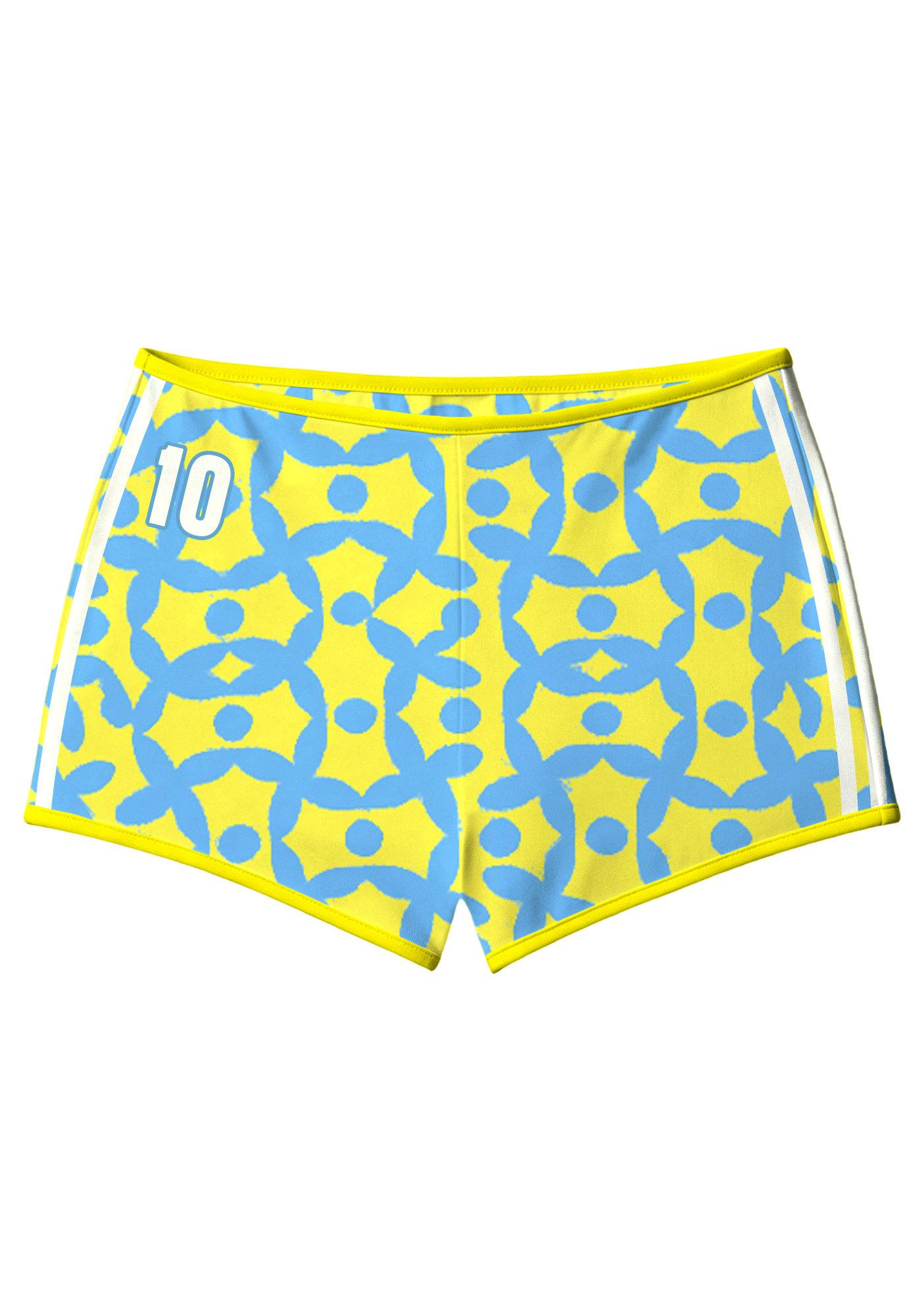 Yellow Base Blue Geometric Tile Print No.10 Sport Shorts