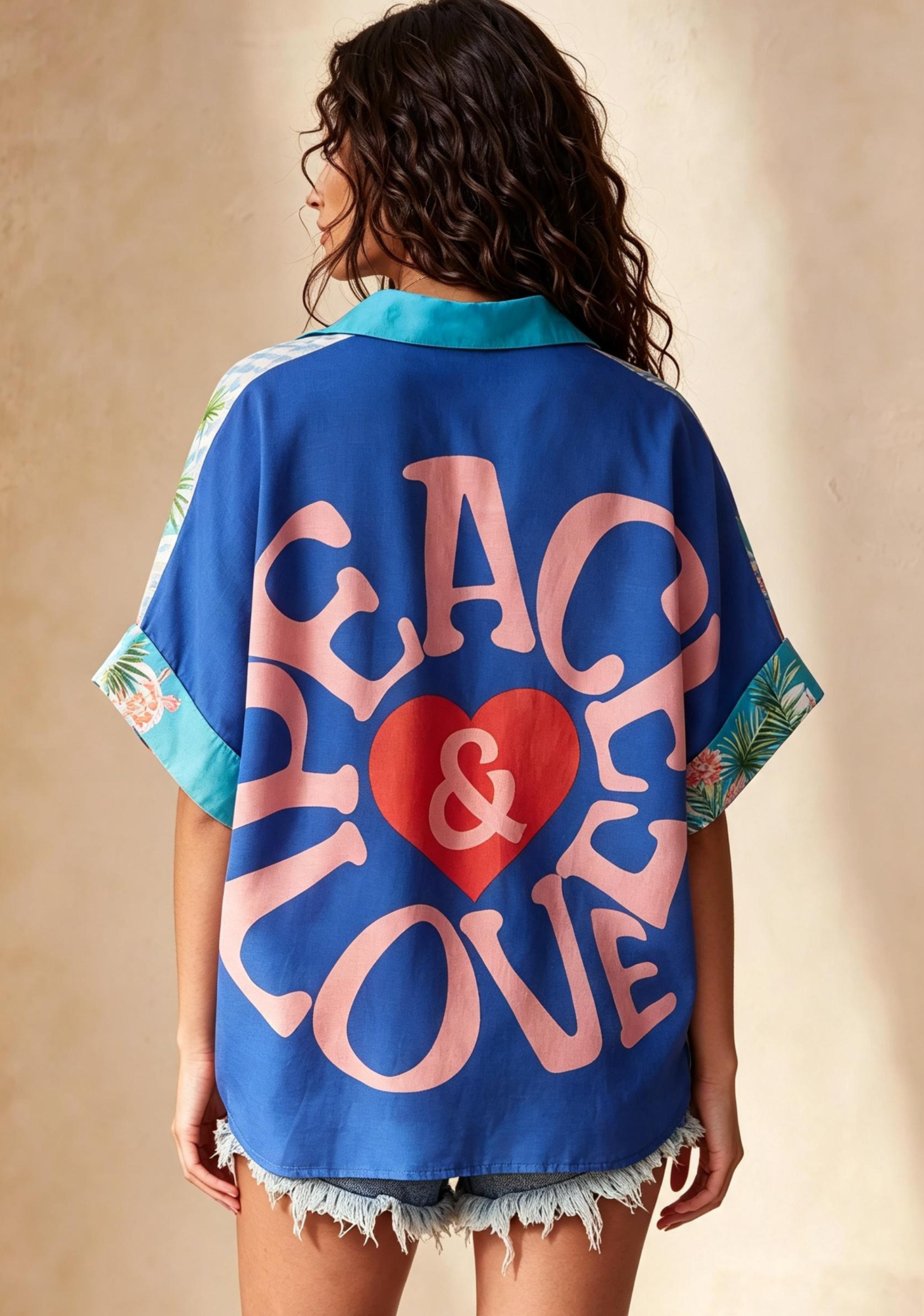 Abstract Fish Art Print Button Up Shirt