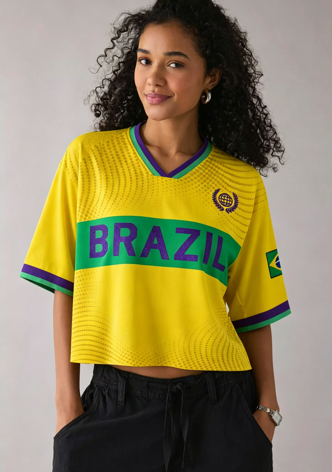  Brazil Game Day Cropped Jersey Shirt