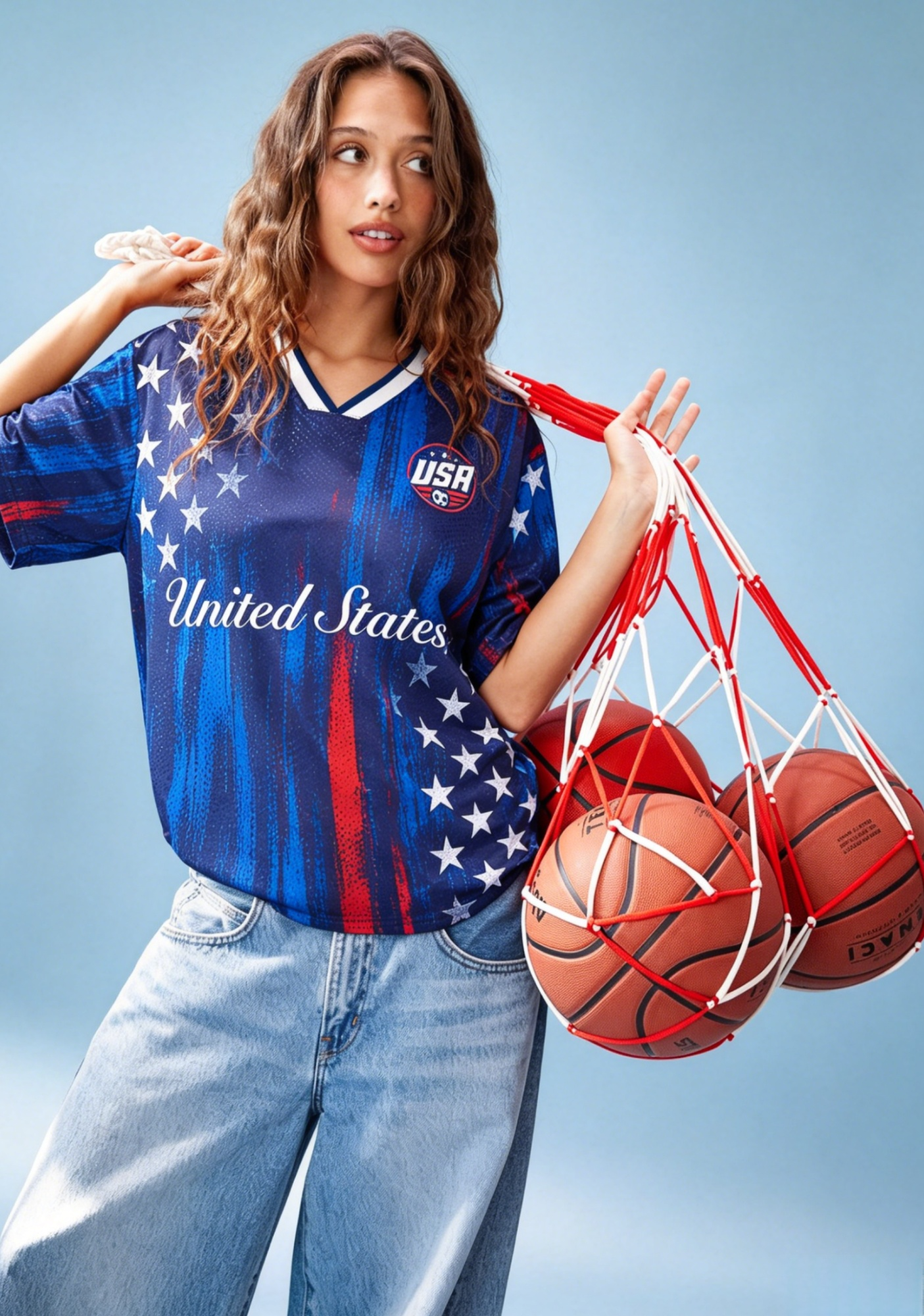 Retro USA Stars & Stripes Mesh Jersey Shirts