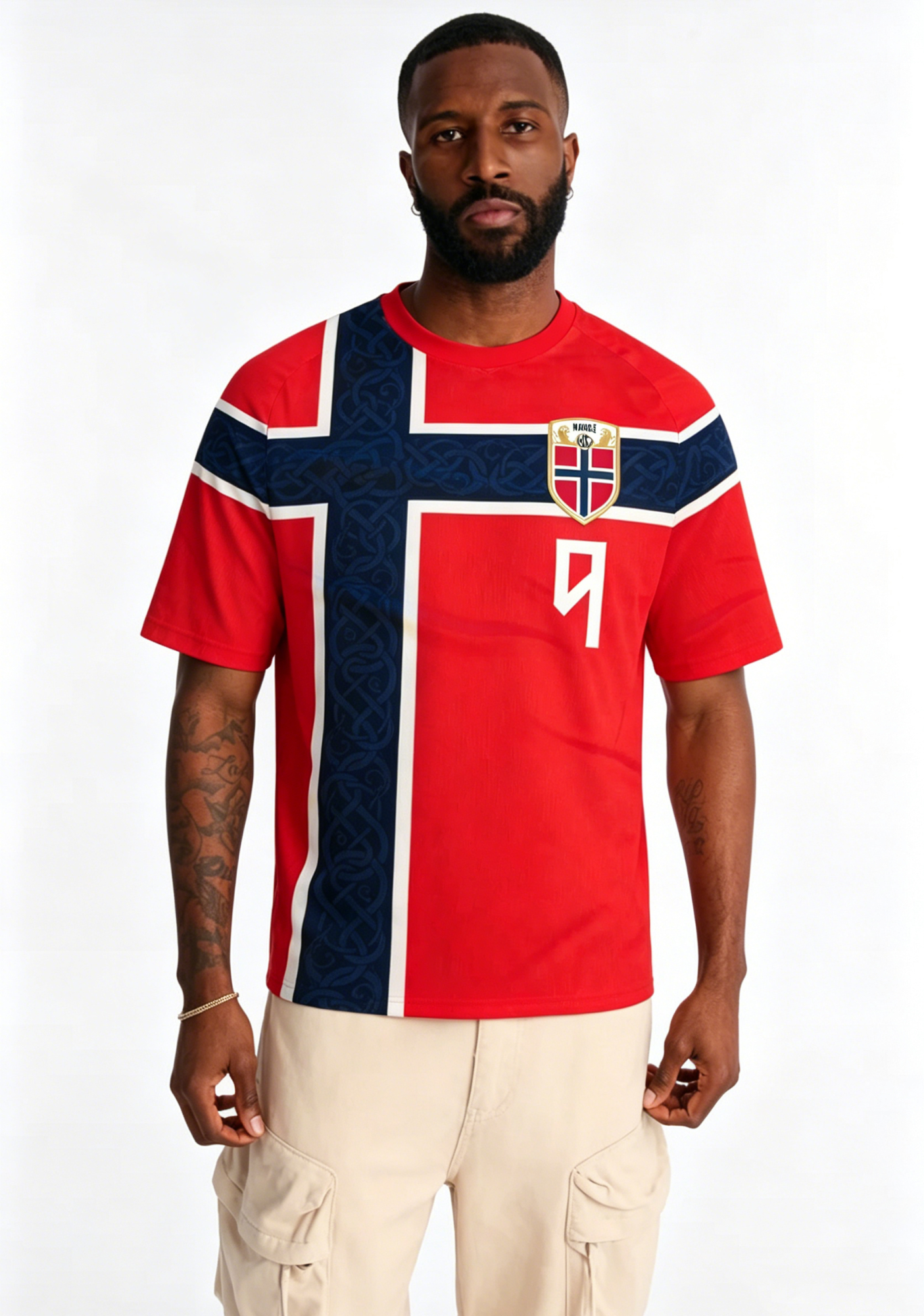 Men's Norway National Flag Cross #9 Jersey Shirts