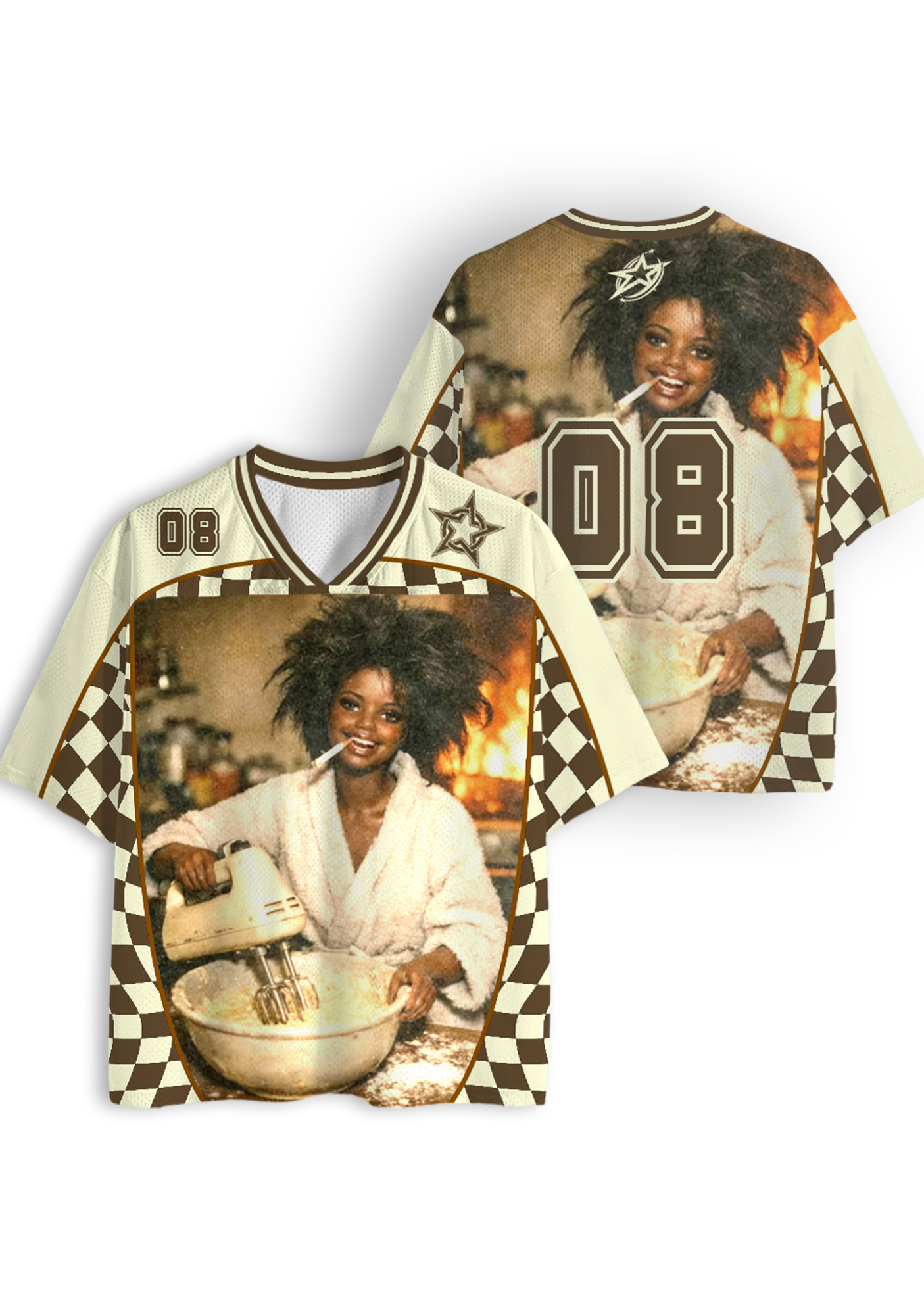 Vintage Baking Babe Checkerboard Jersey Shirts