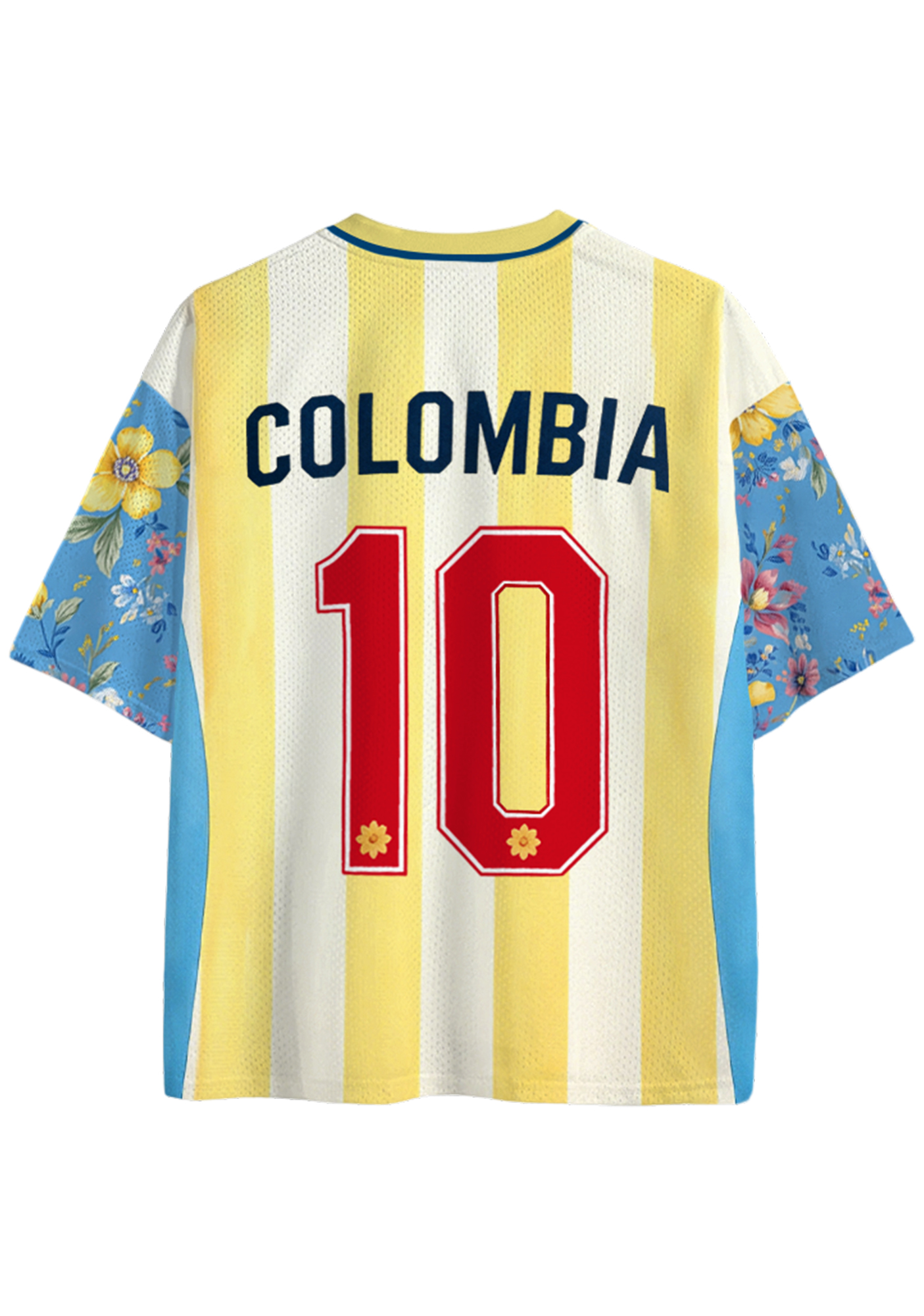 Colombia Floral Raglan Stripe Mesh Jersey Shirts