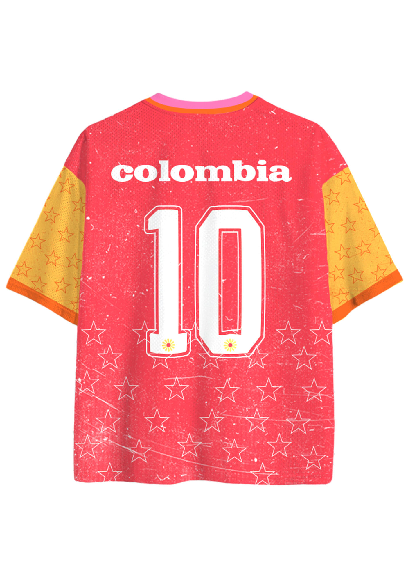 Retro Distressed Star Colombia Daisy Mesh Jersey Shirts