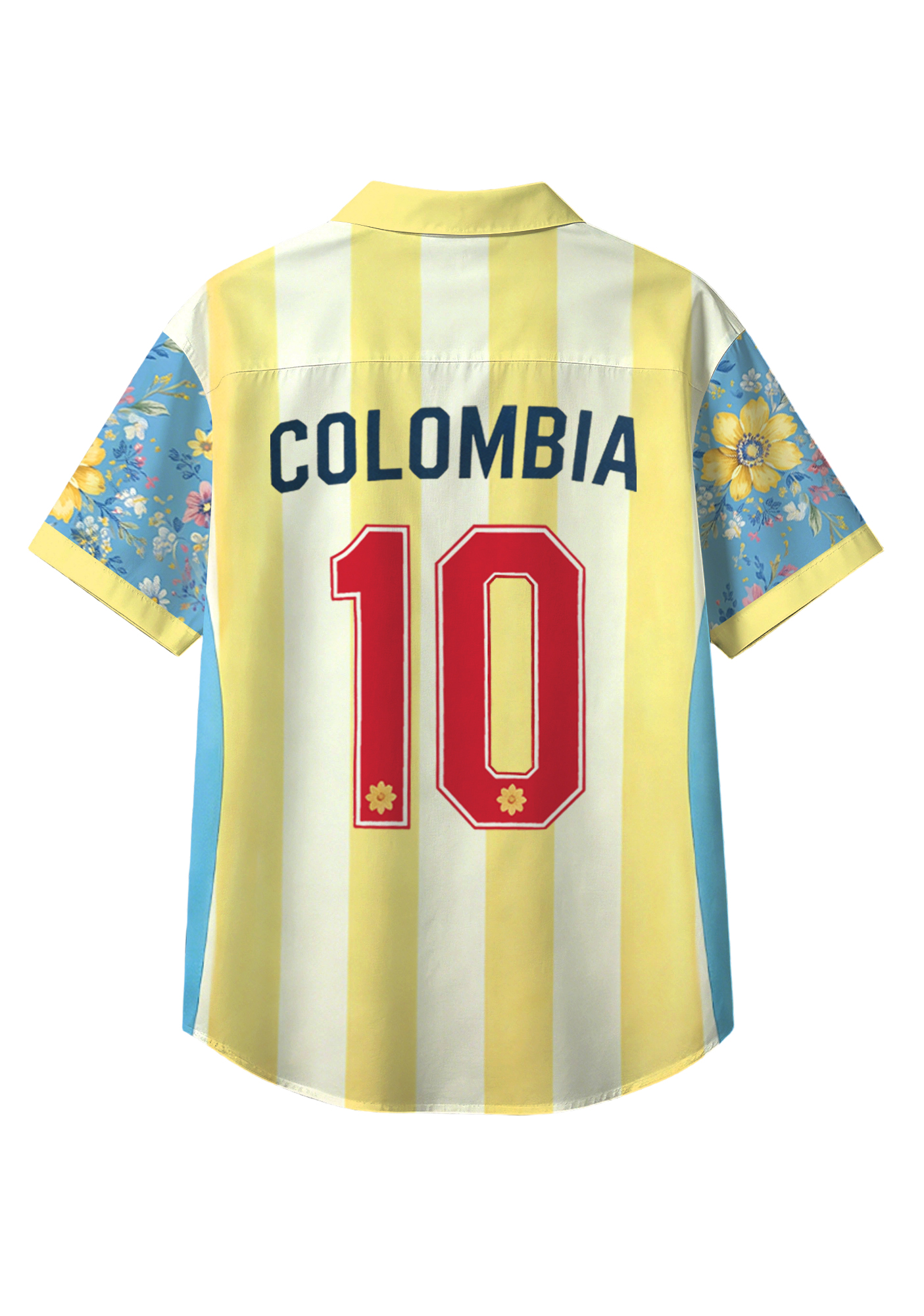  Colombia Floral Raglan Stripe Button Up Hawaiian Shirt
